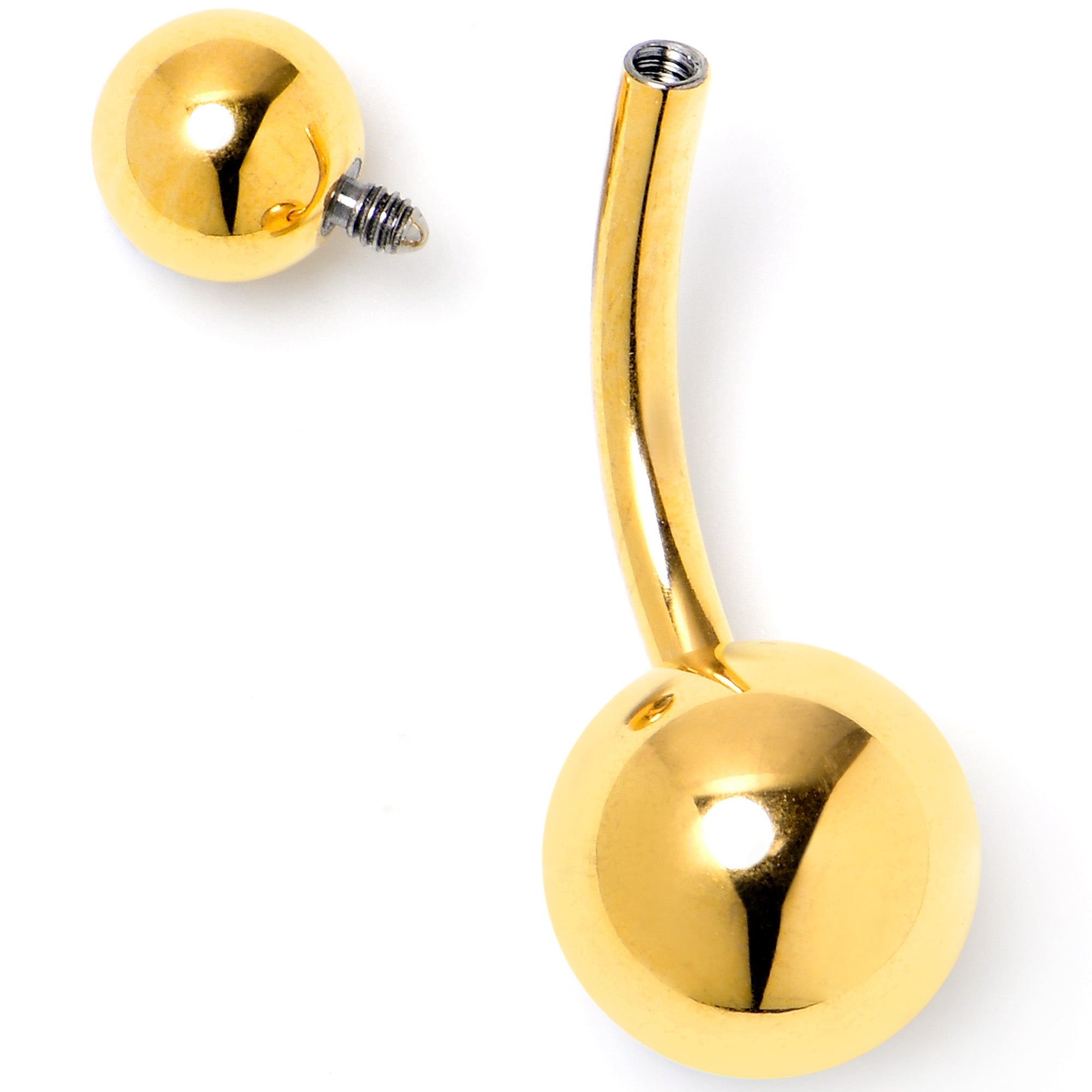 Gold Tone ASTM F-136 Implant Grade Titanium Internally Threaded Belly Ring