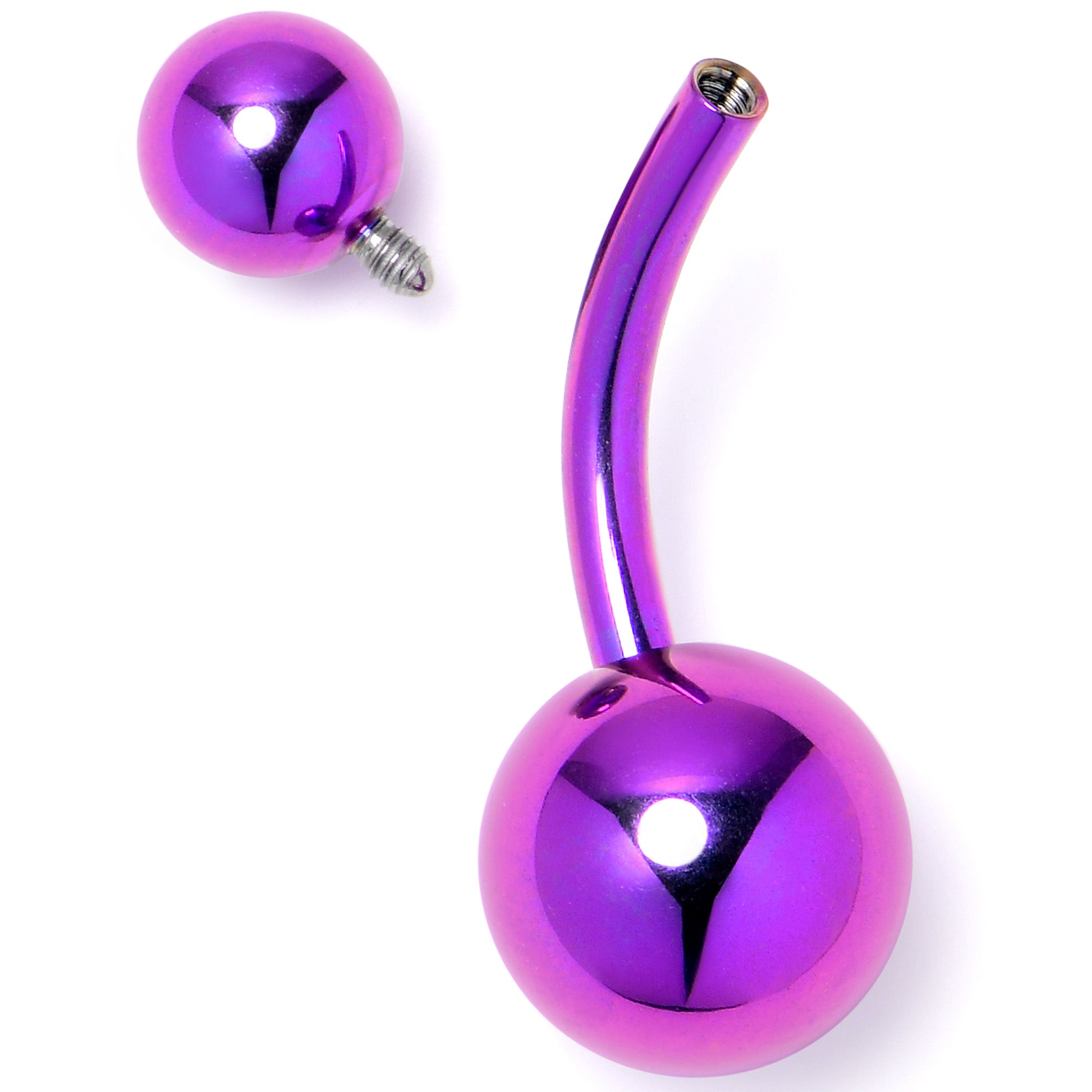 Purple ASTM F-136 Implant Grade Titanium Internally Threaded Belly Ring