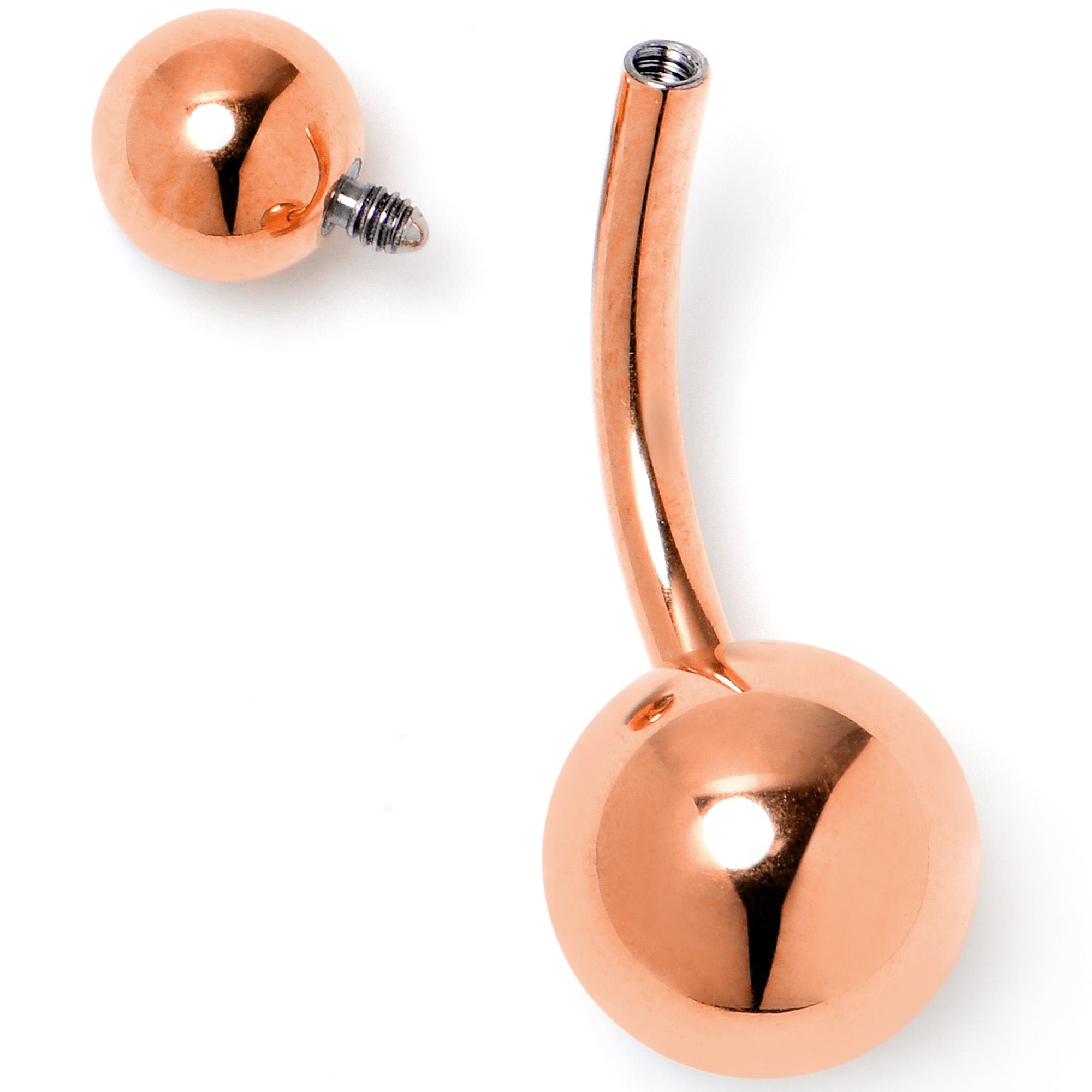 Rose Gold Tone ASTM F-136 Implant Grade Titanium Internally Threaded Belly Ring