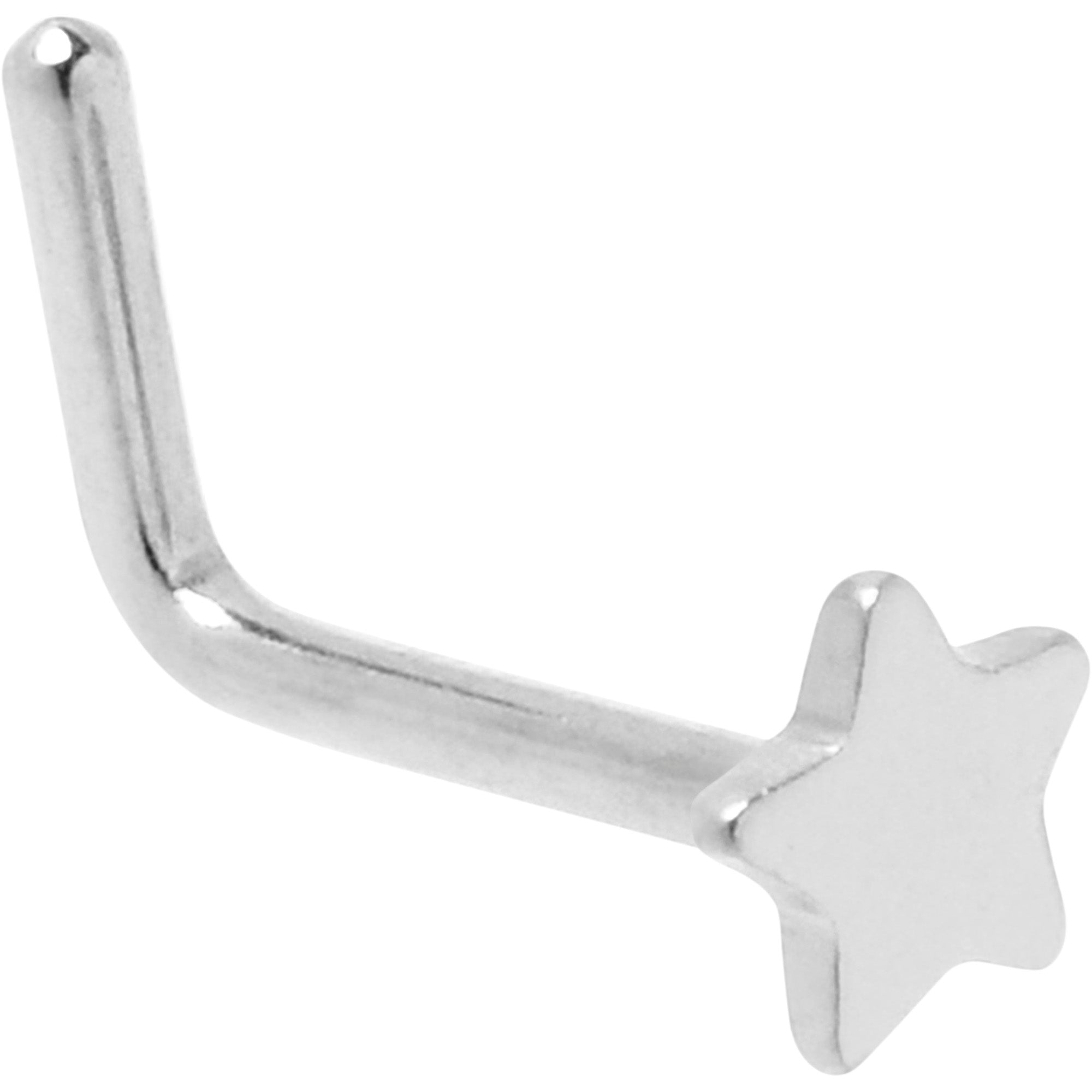 20 Gauge 1/4 ASTM F-136 Implant Grade Titanium Star End L Shape Nose Ring