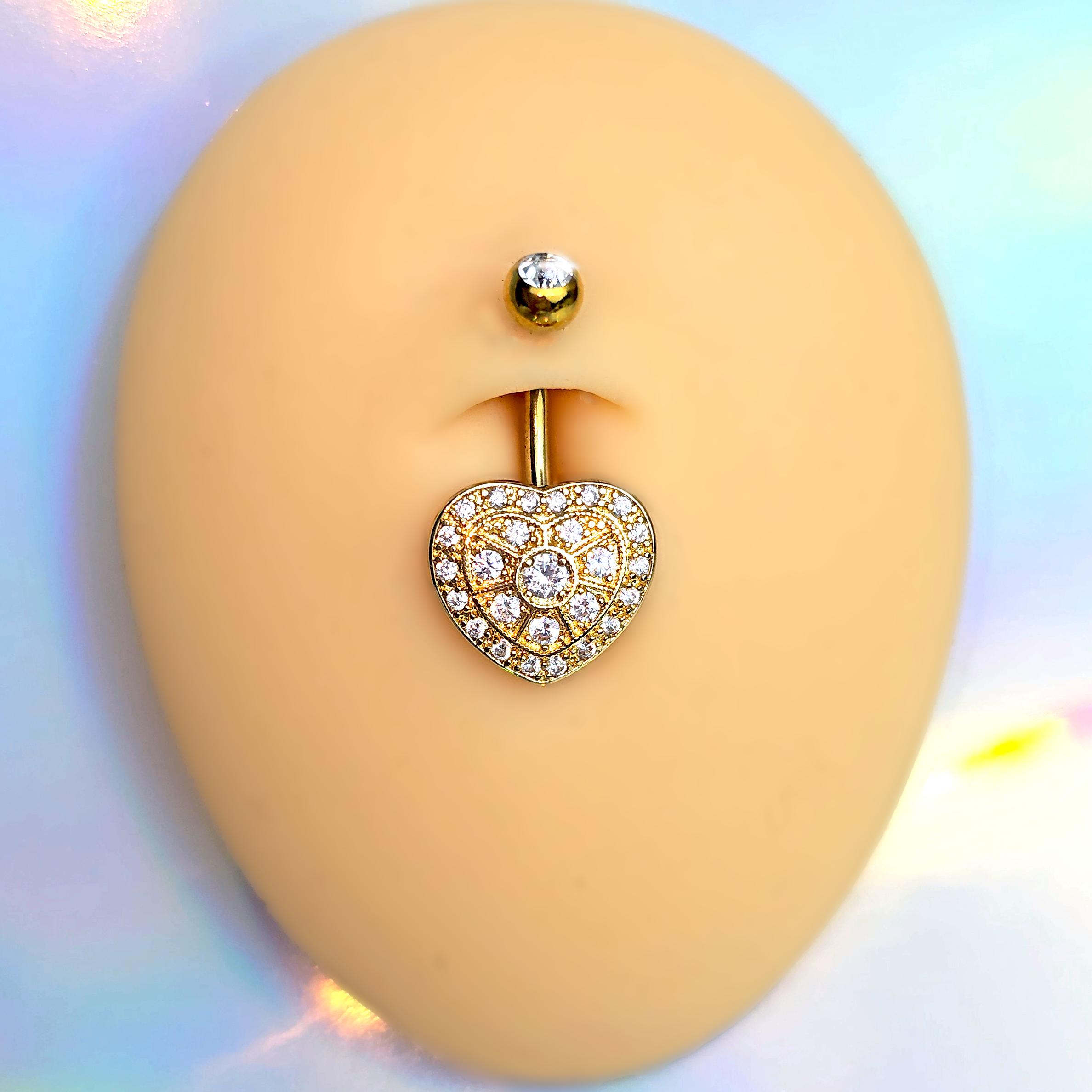 Clear Gem Gold Tone Ultra Luxe Heart Belly Ring