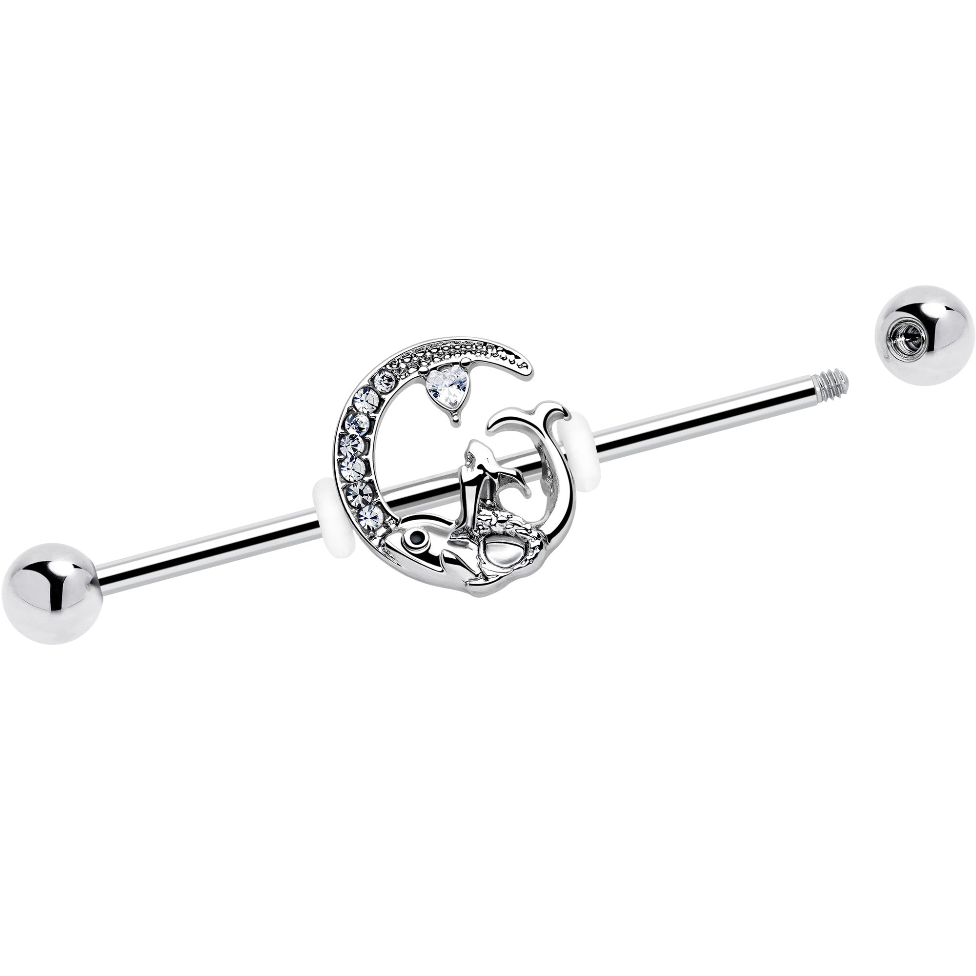 14G Clear Gem Fish of the Day Industrial Barbell 38mm