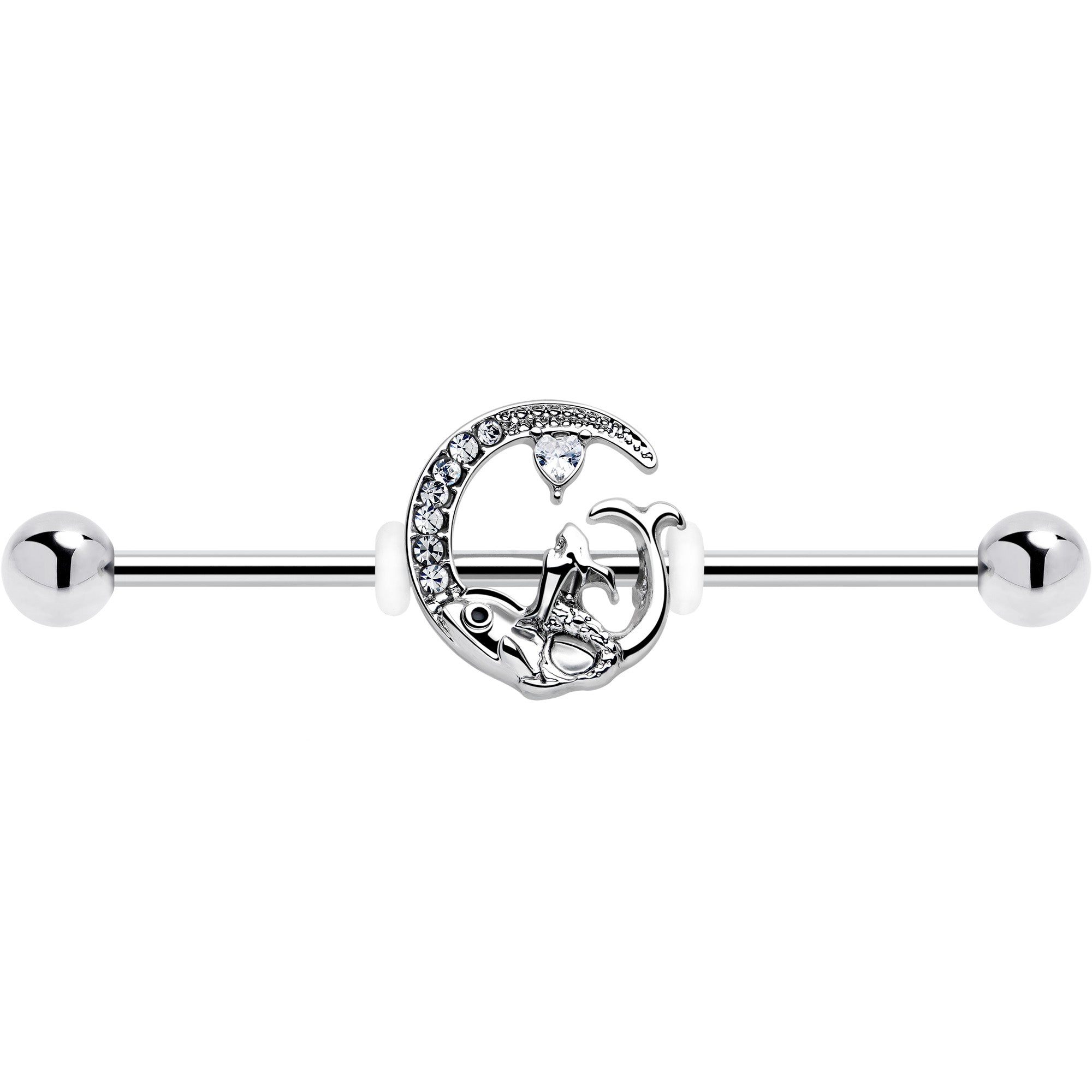 14G Clear Gem Fish of the Day Industrial Barbell 38mm