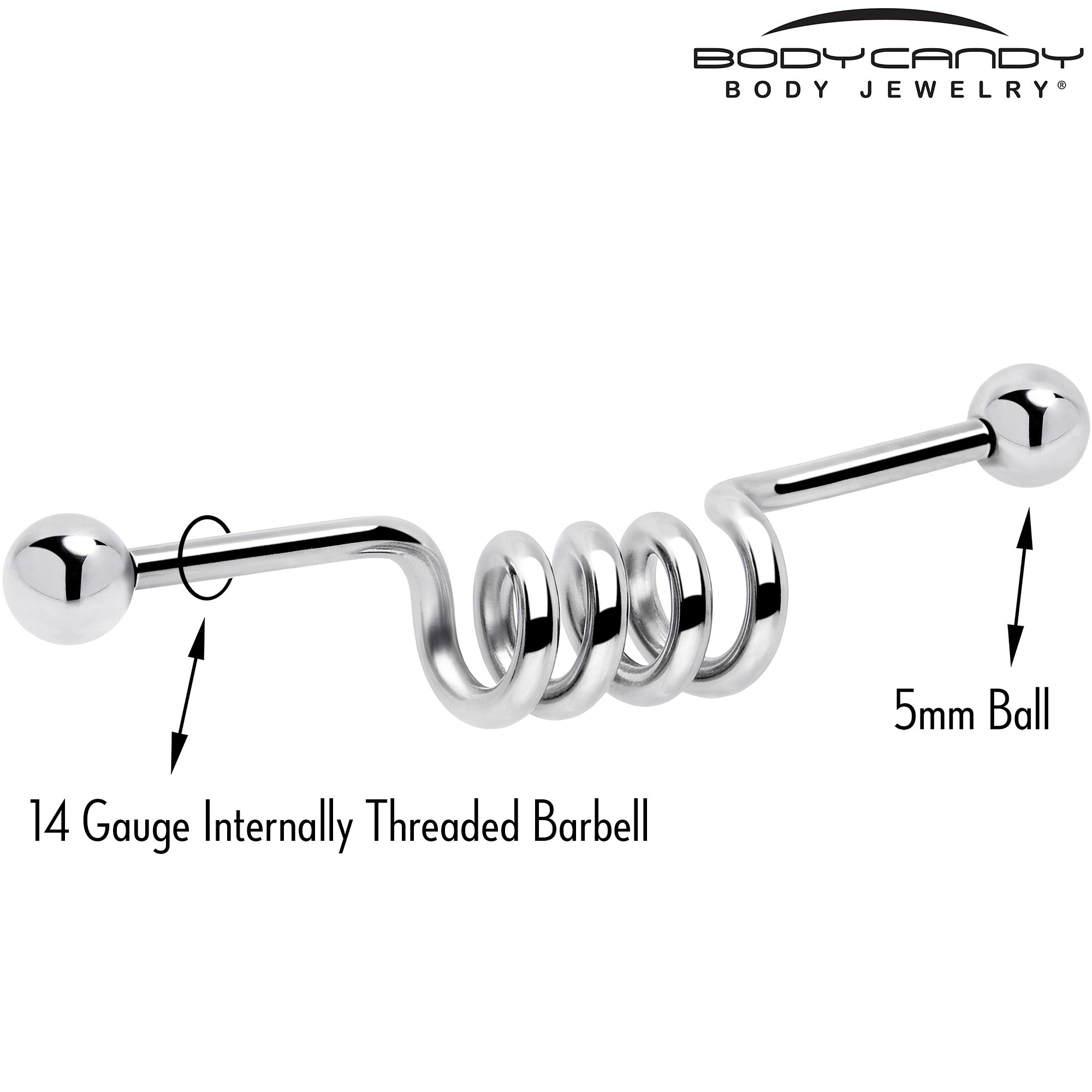 14G Internally Threaded Coil Project Bar 38mm