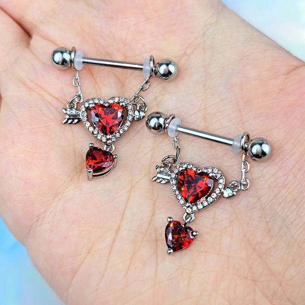 1 Pair Sexy Crystal Love Hearts Nipple Bar Rings Nipple Ring Barbell Body Piercing  Jewelry - Walmart.com