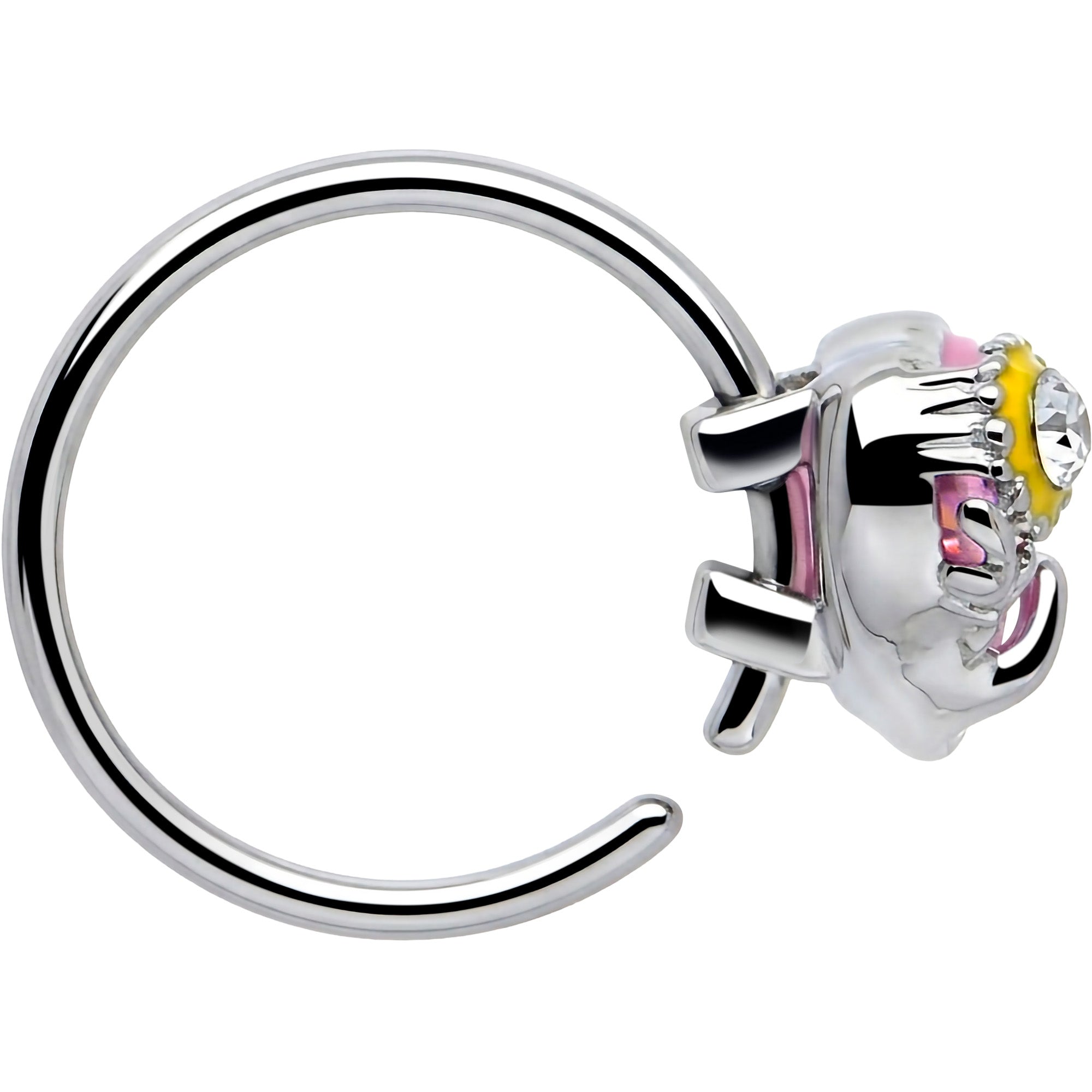 20G 5/16 Pink Clear Gem Sunflower Heart Love Nose Hoop