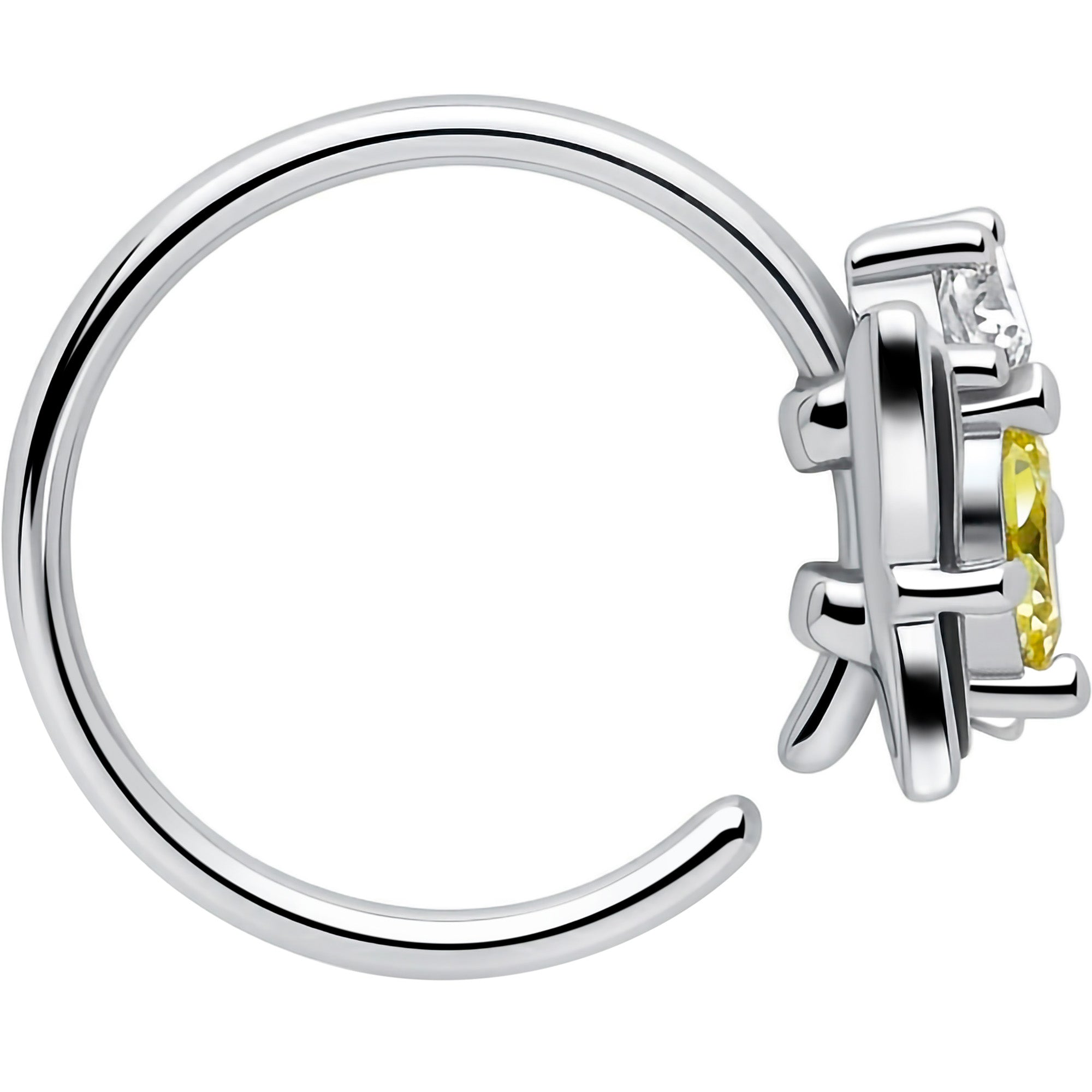 20G 5/16 Clear Yellow Gem Dark Butterfly Nose Hoop