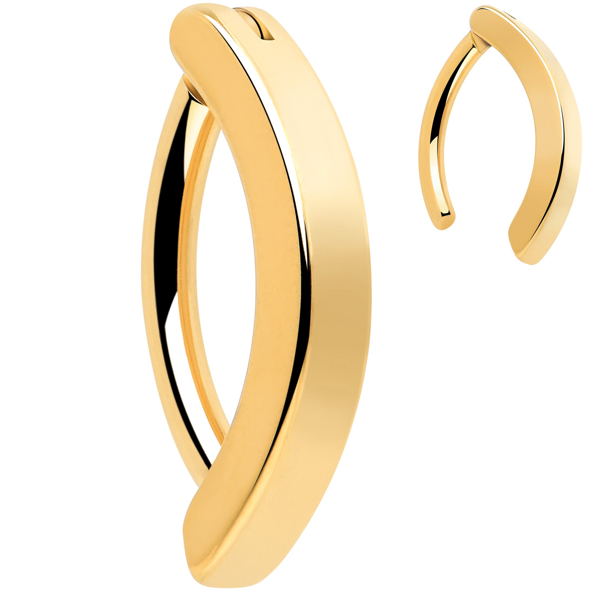 14G 3/8 Gold Tone ASTM F-136 Implant Grade Titanium Hinged Hoop Belly Ring