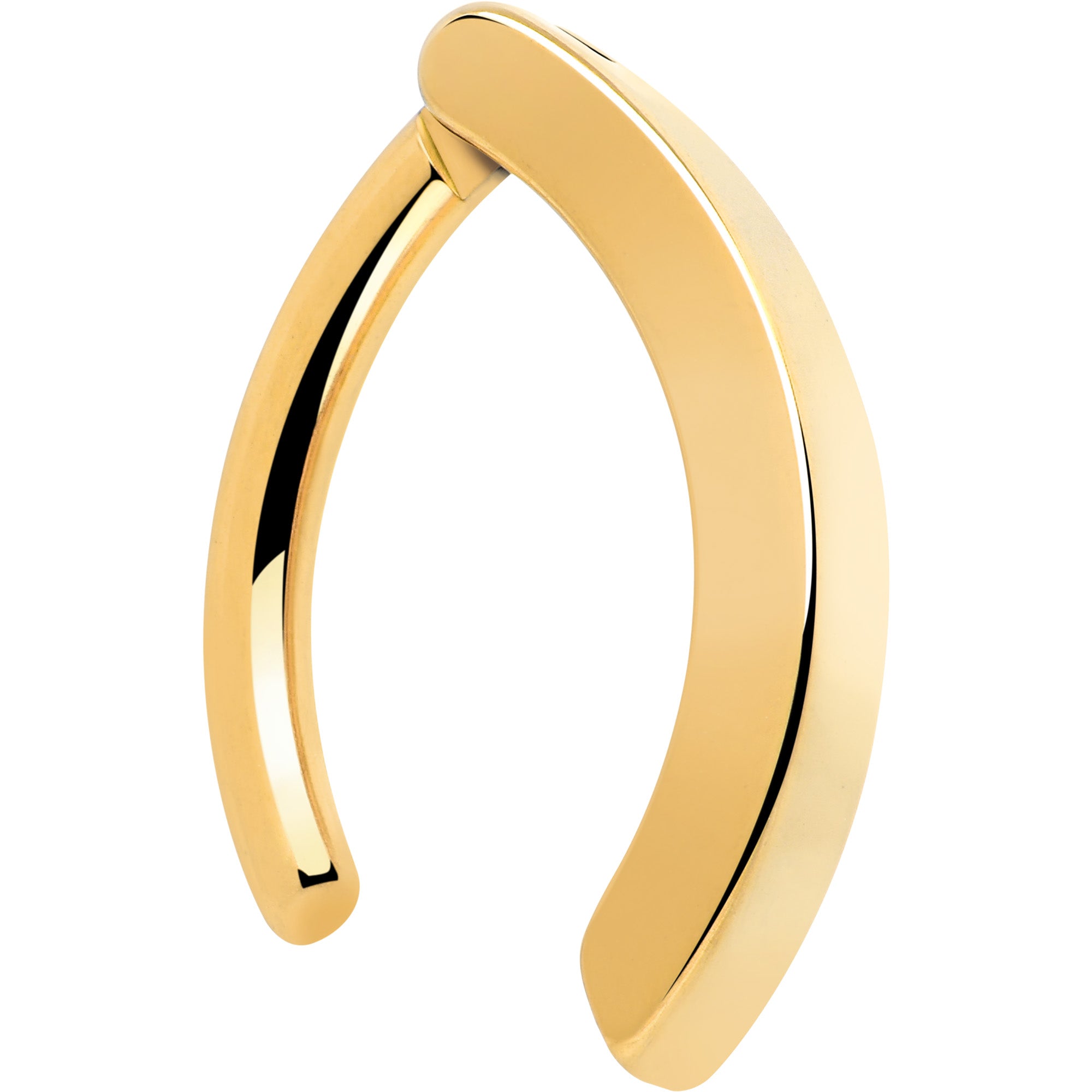 14G 3/8 Gold Tone ASTM F-136 Implant Grade Titanium Hinged Hoop Belly Ring