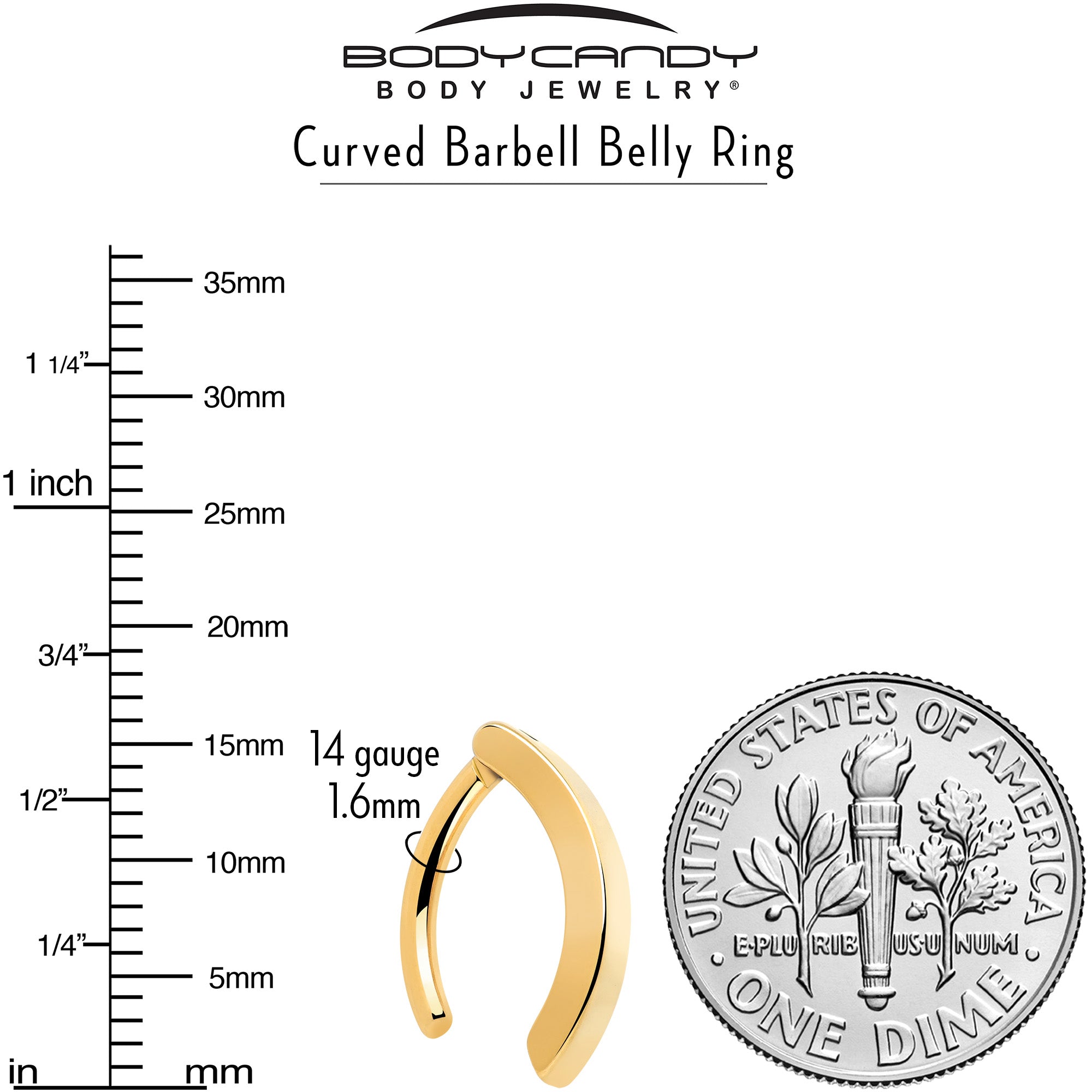 14G 3/8 Gold Tone ASTM F-136 Implant Grade Titanium Hinged Hoop Belly Ring