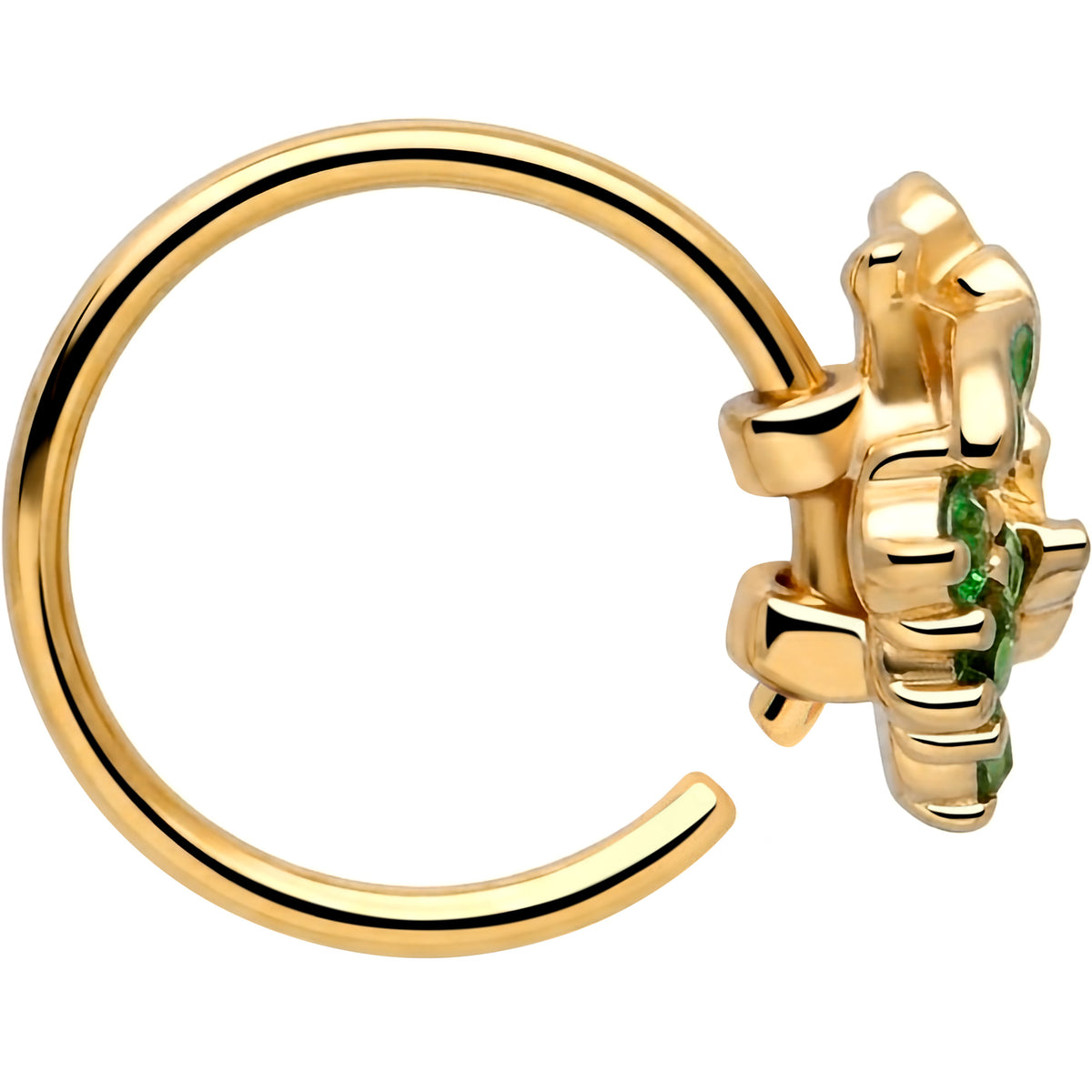 20G 5/16 Green Gem Gold Tone Butterfly Grapes Nose Hoop