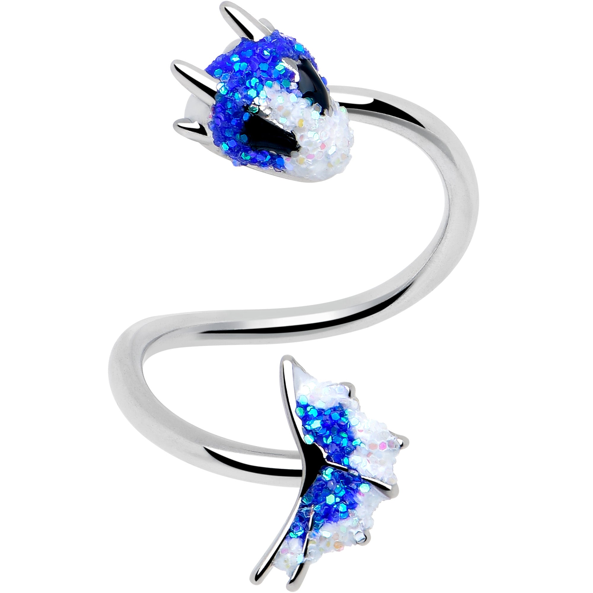 Sea Monster Glitter Blue Spiral Twister Belly Ring