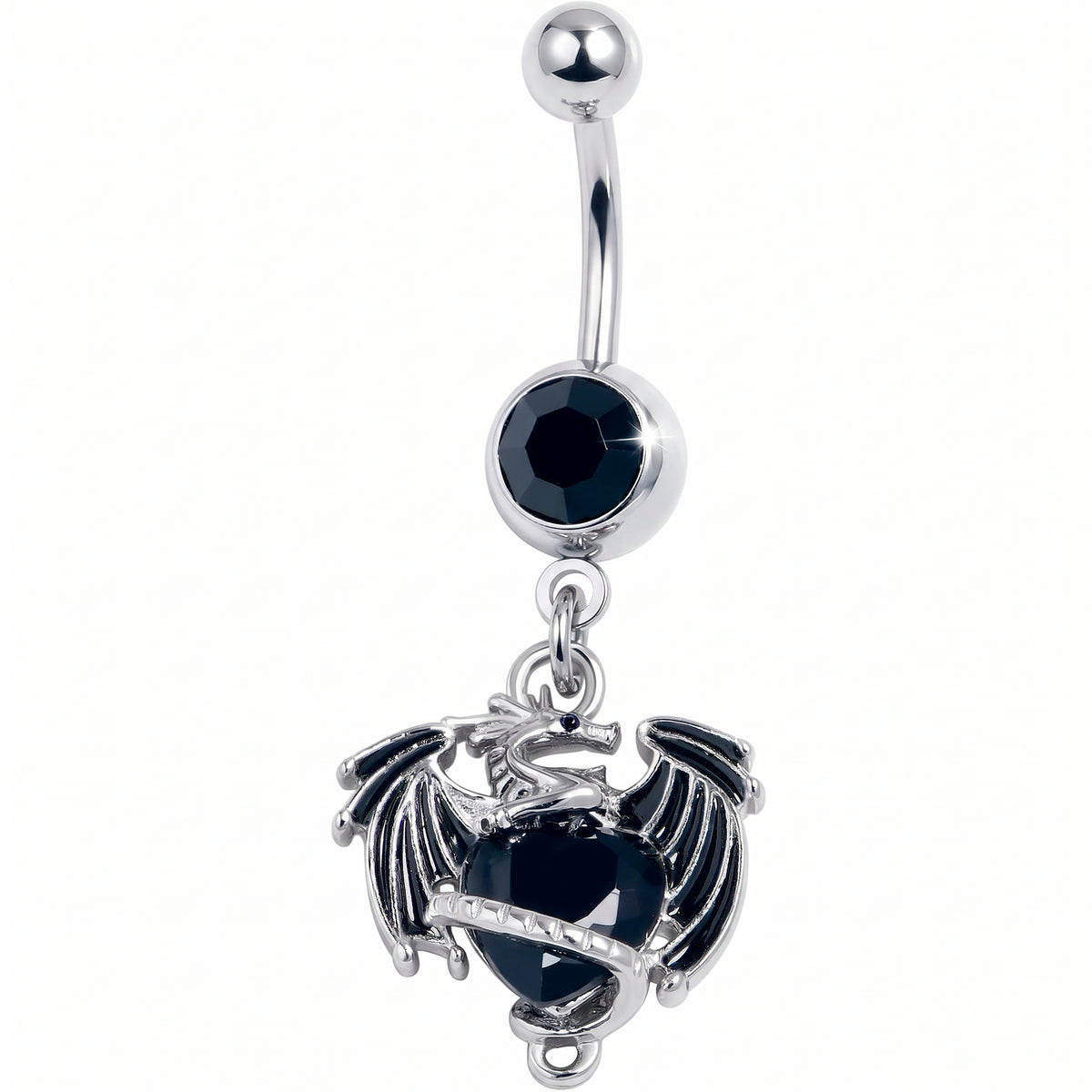 Black Gem Heart ofDragon Dangle Belly Ring