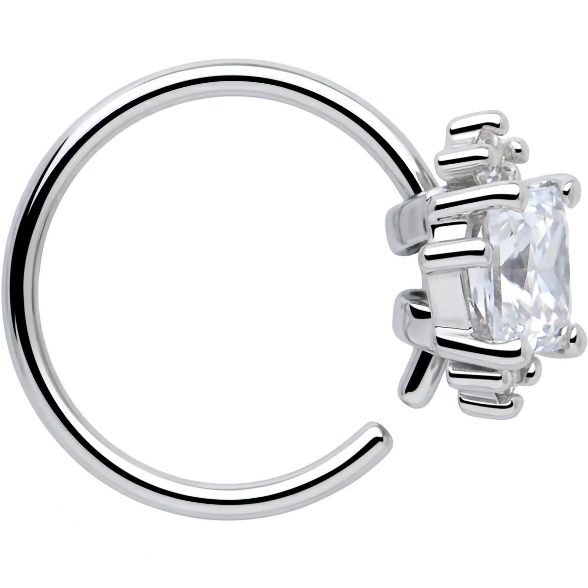 20G 5/16 Clear CZ Gem Heart Crown Nose Hoop