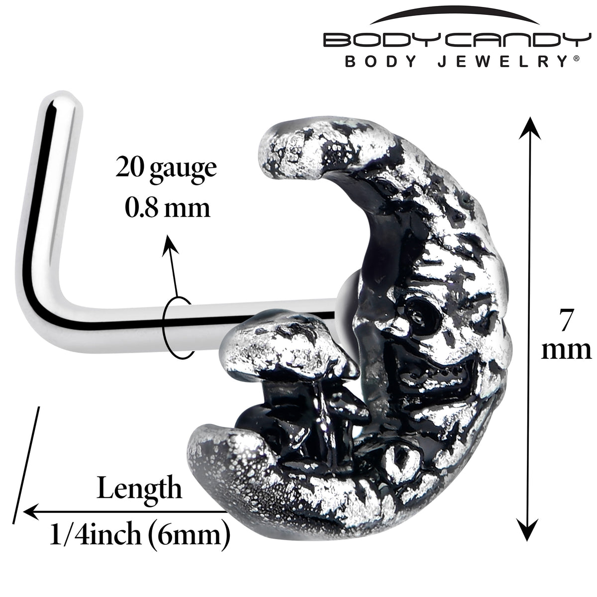 20G 7mm Mushrooms on the Moon L Shape Nose Ring