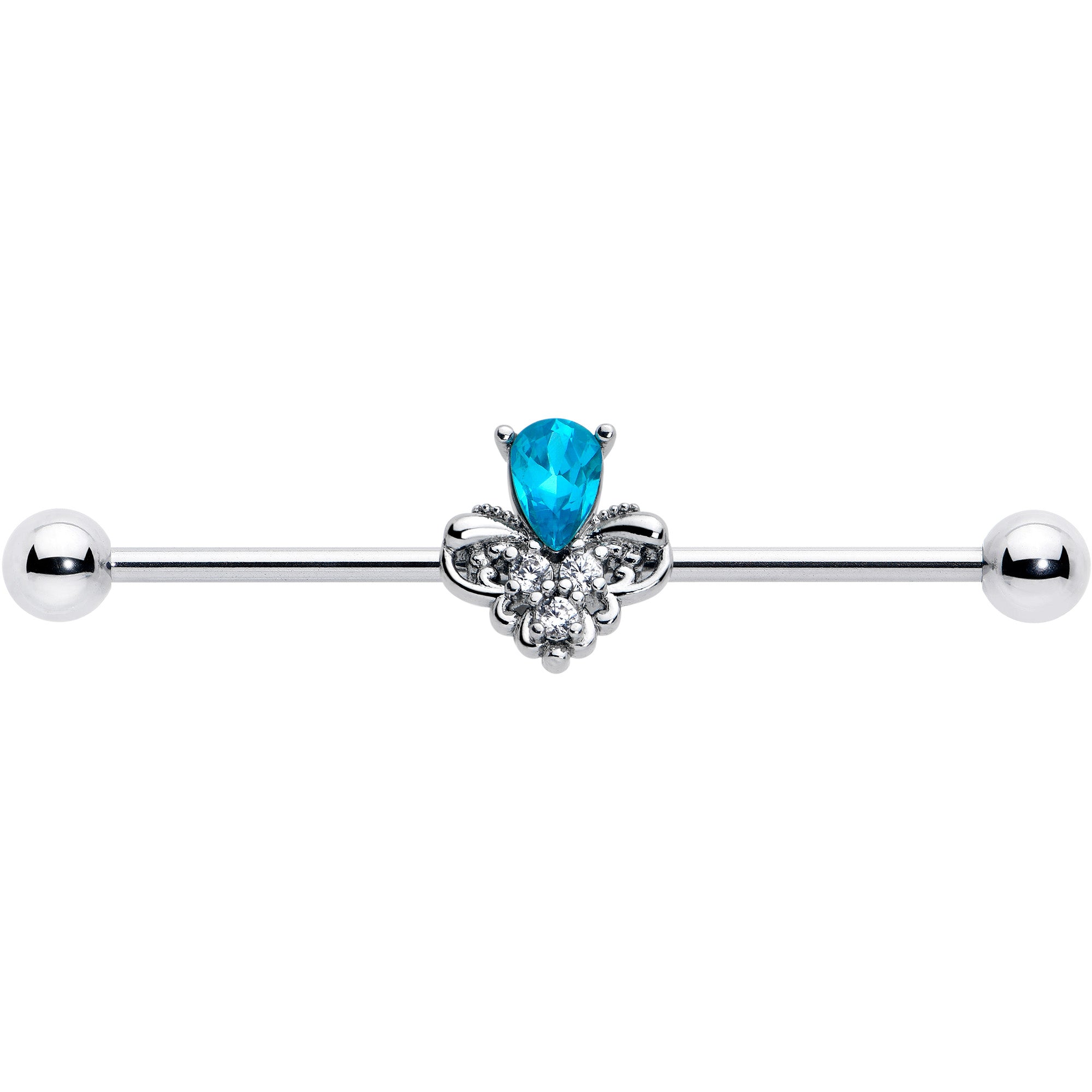 38mm industrial barbell with blue gemstone