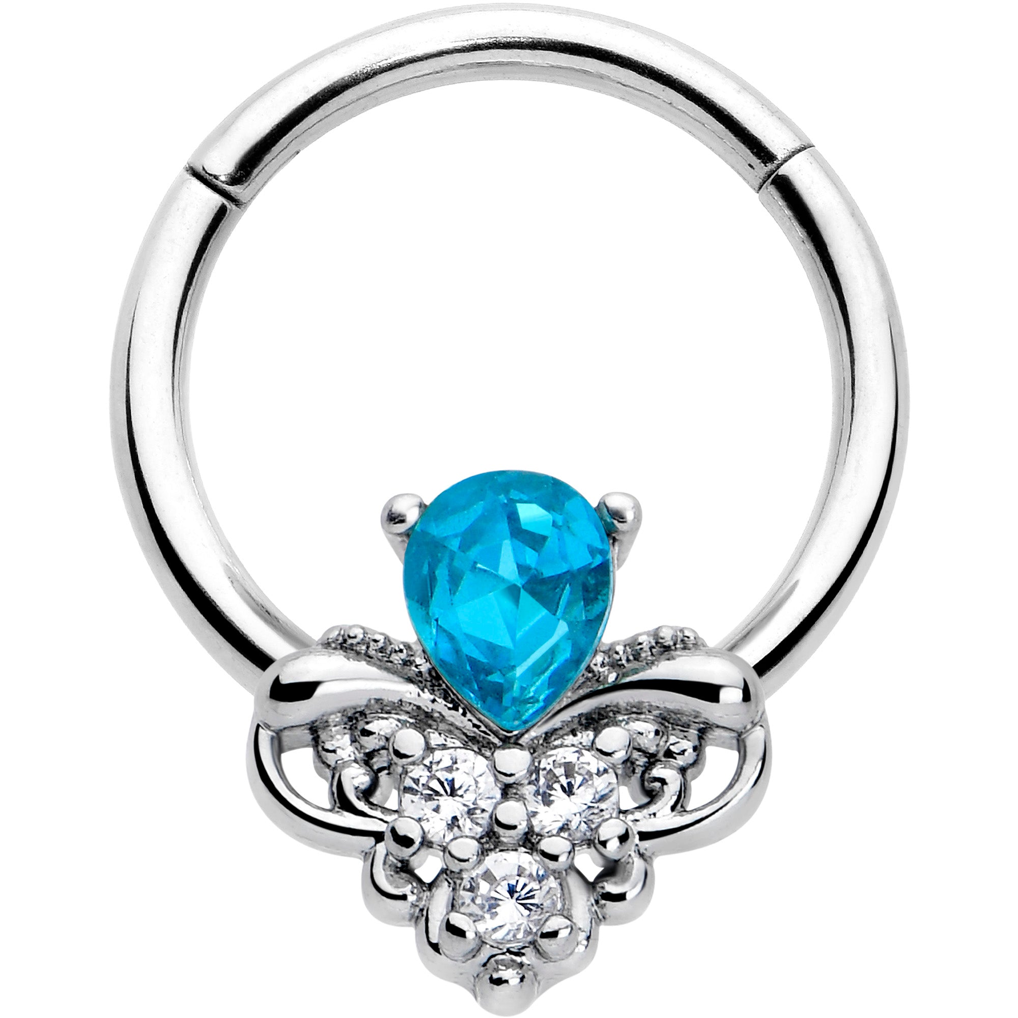 16 gauge blue gem style hinged segment ring