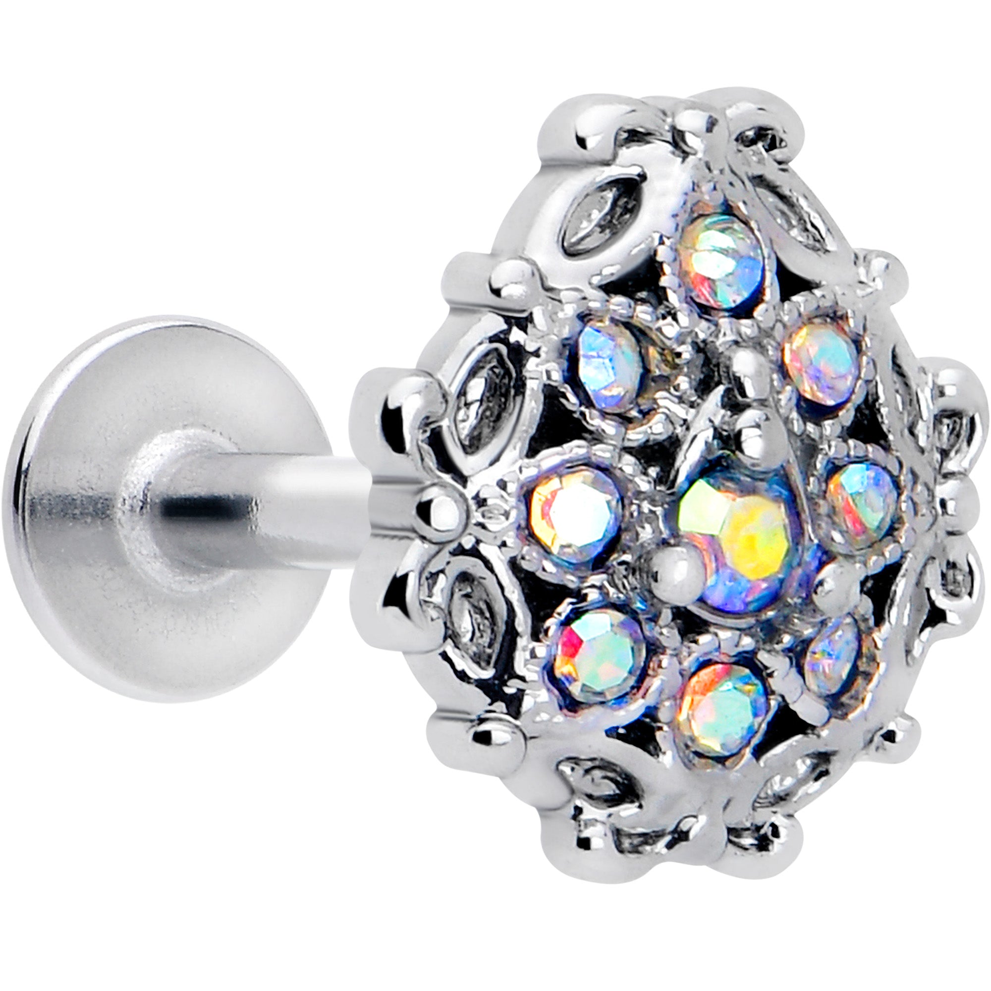 16 Gauge 1/4 Aurora Gem Retro Sunburst Cartilage Piercing