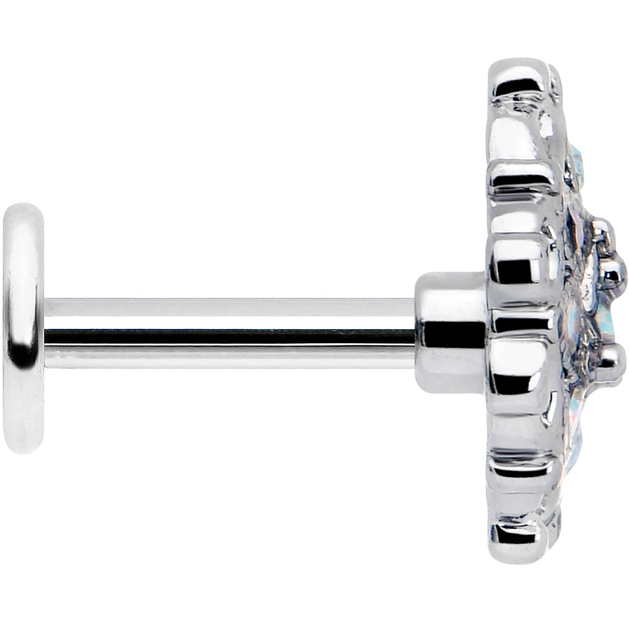 1/4 Aurora Gem Retro Sunburst Cartilage Labret 16 Gauge