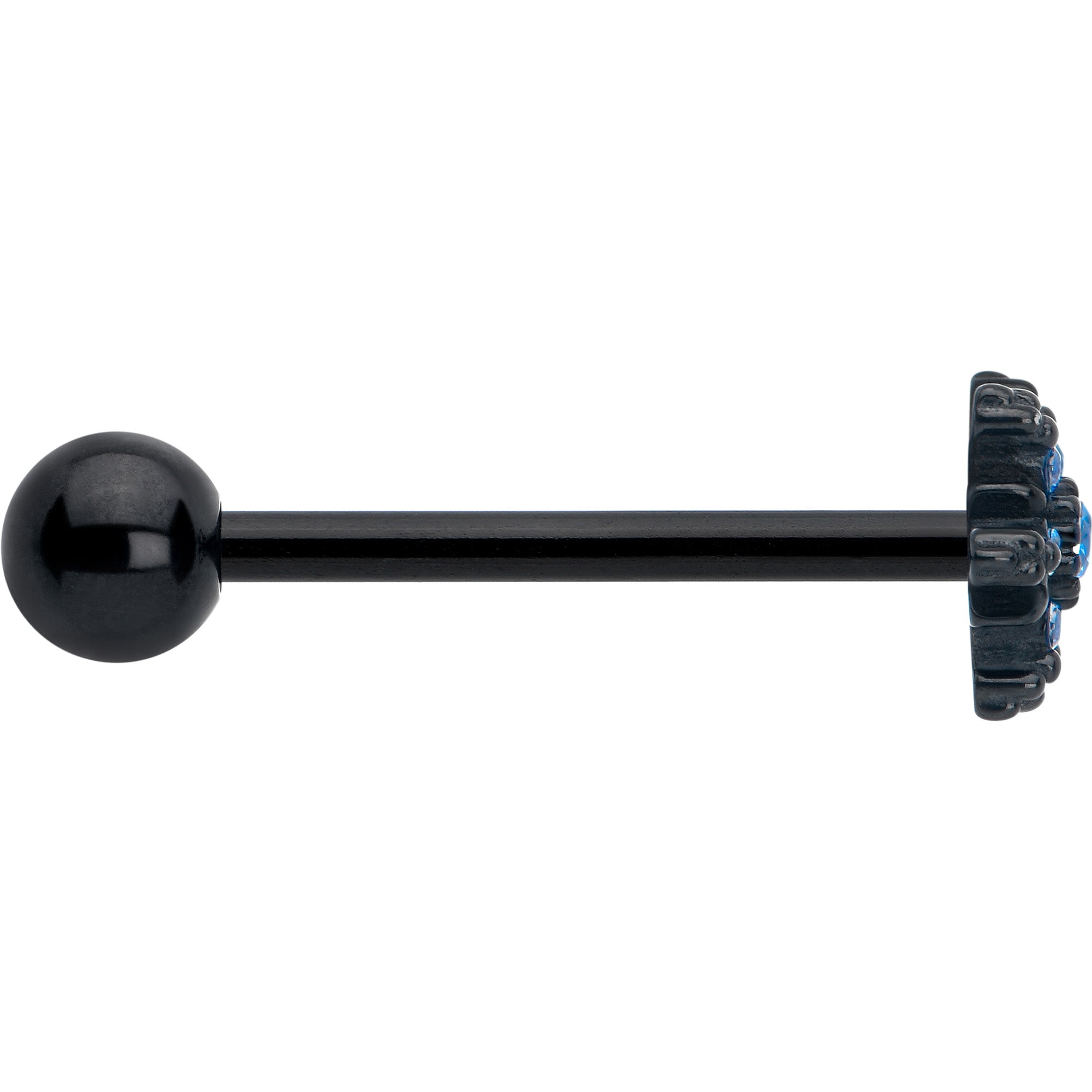 Blue snowflake CZ gem gothic tongue ring