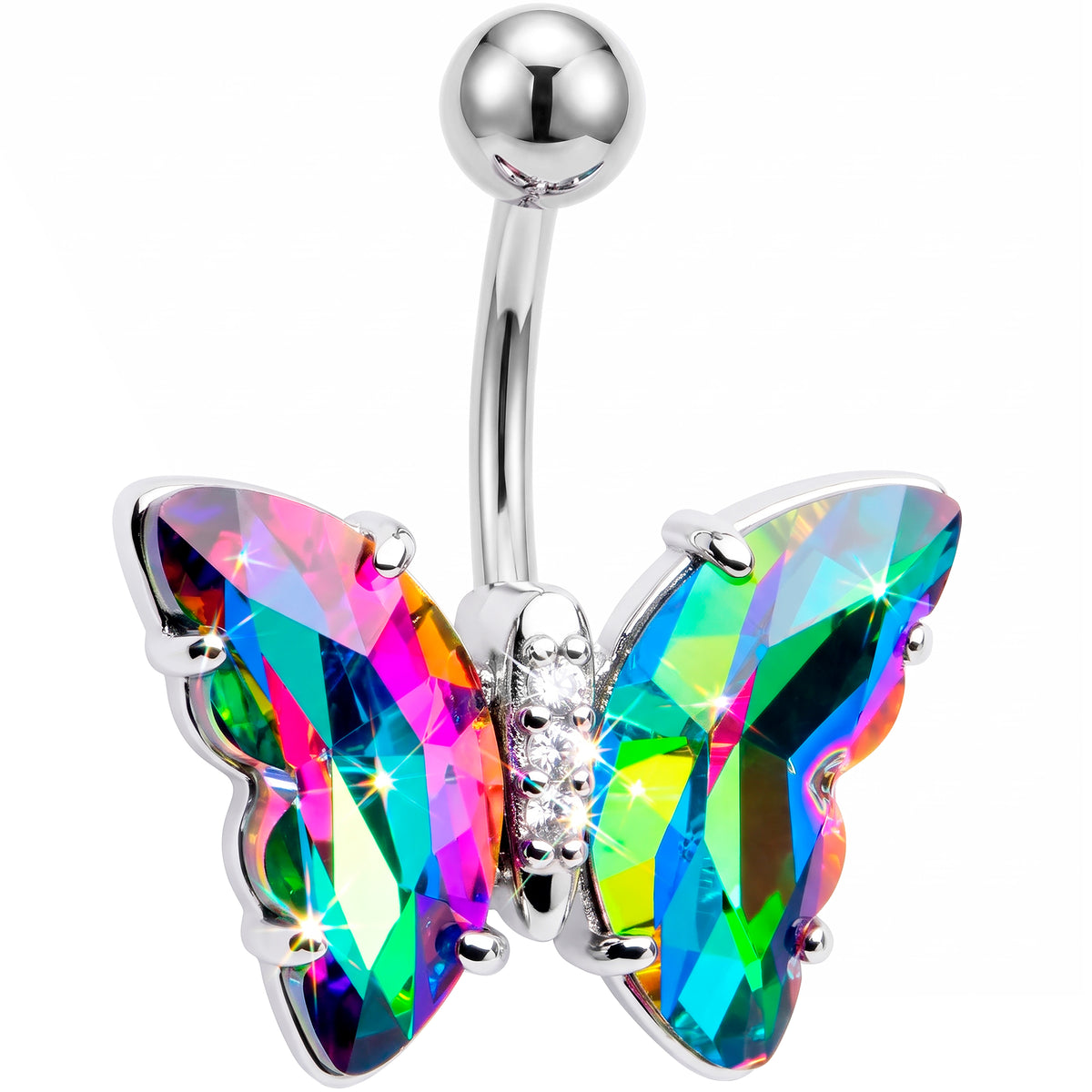 Vitrail Clear CZ Gem Simply Colorful Butterfly Belly Ring