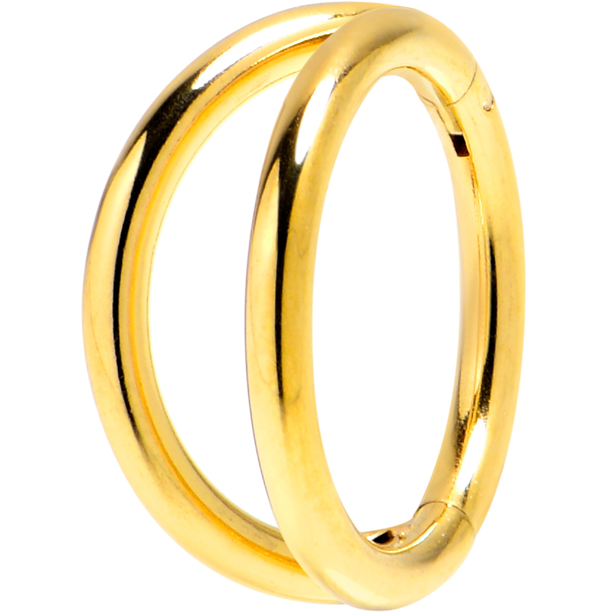 gold tone double hoop hinged segment ring 16g cartilage jewelry