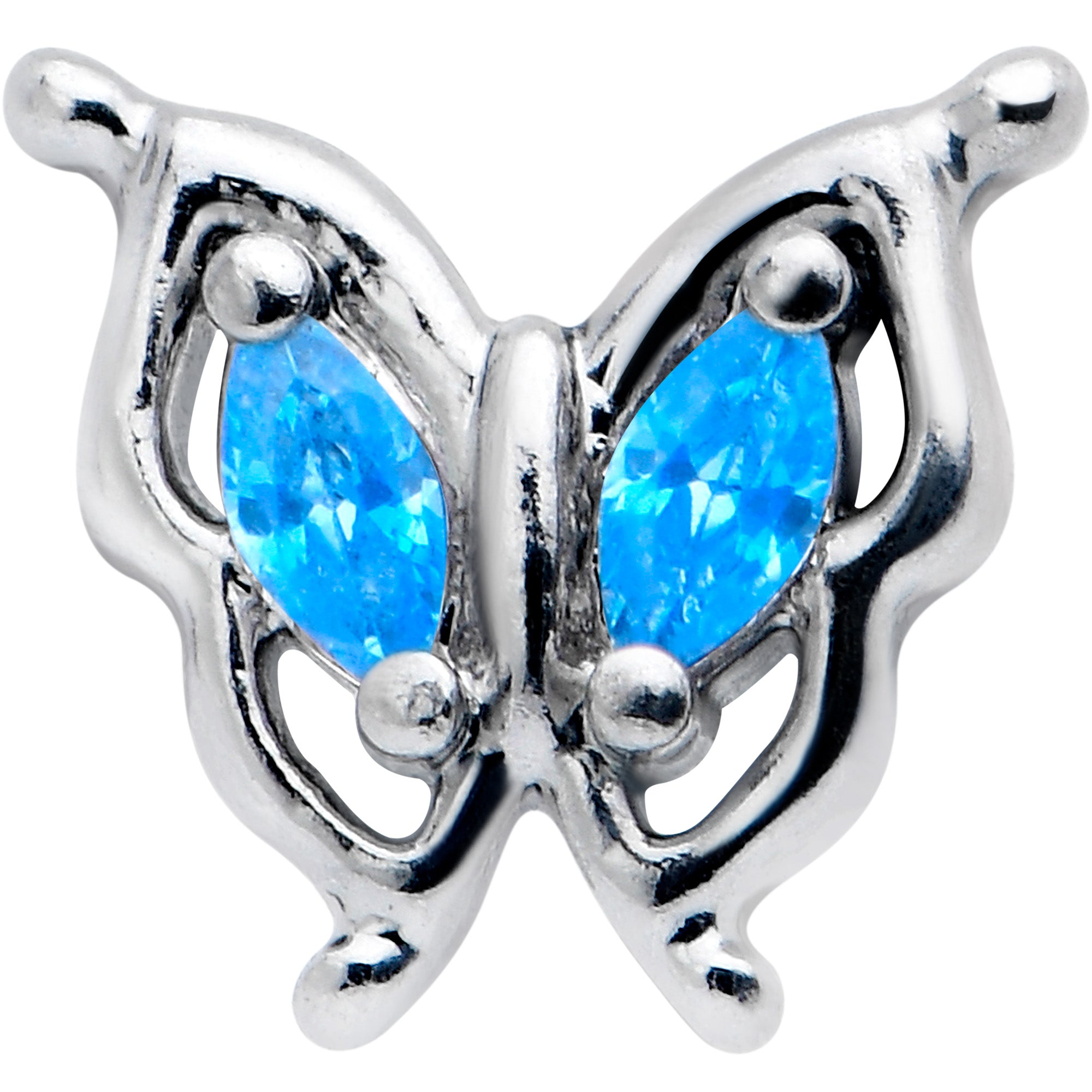 20 Gauge 5/16 Blue Gem Fancy Fab Butterfly Nose Hoop