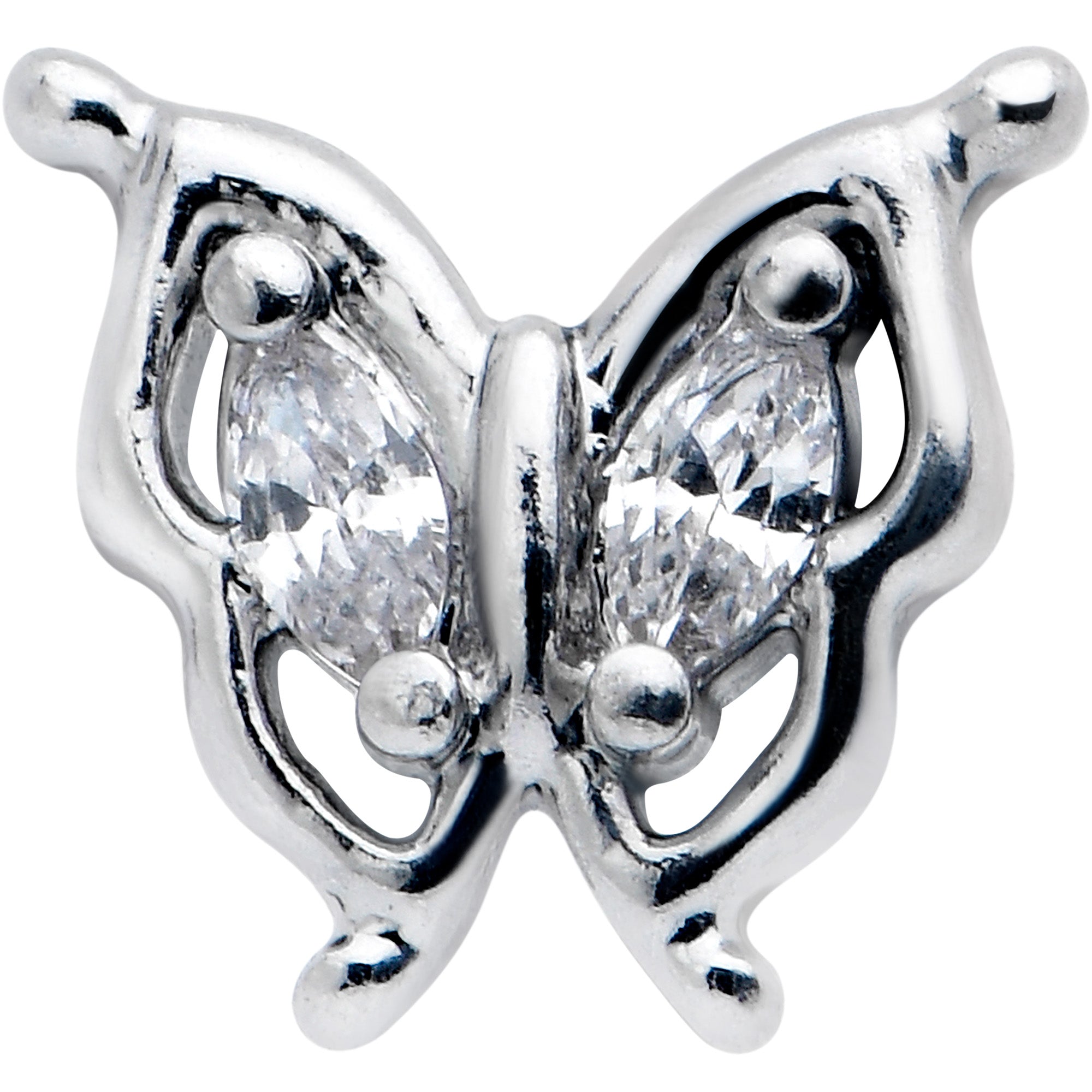 20 Gauge 5/16 Clear Gem Fancy Fab Butterfly Nose Hoop