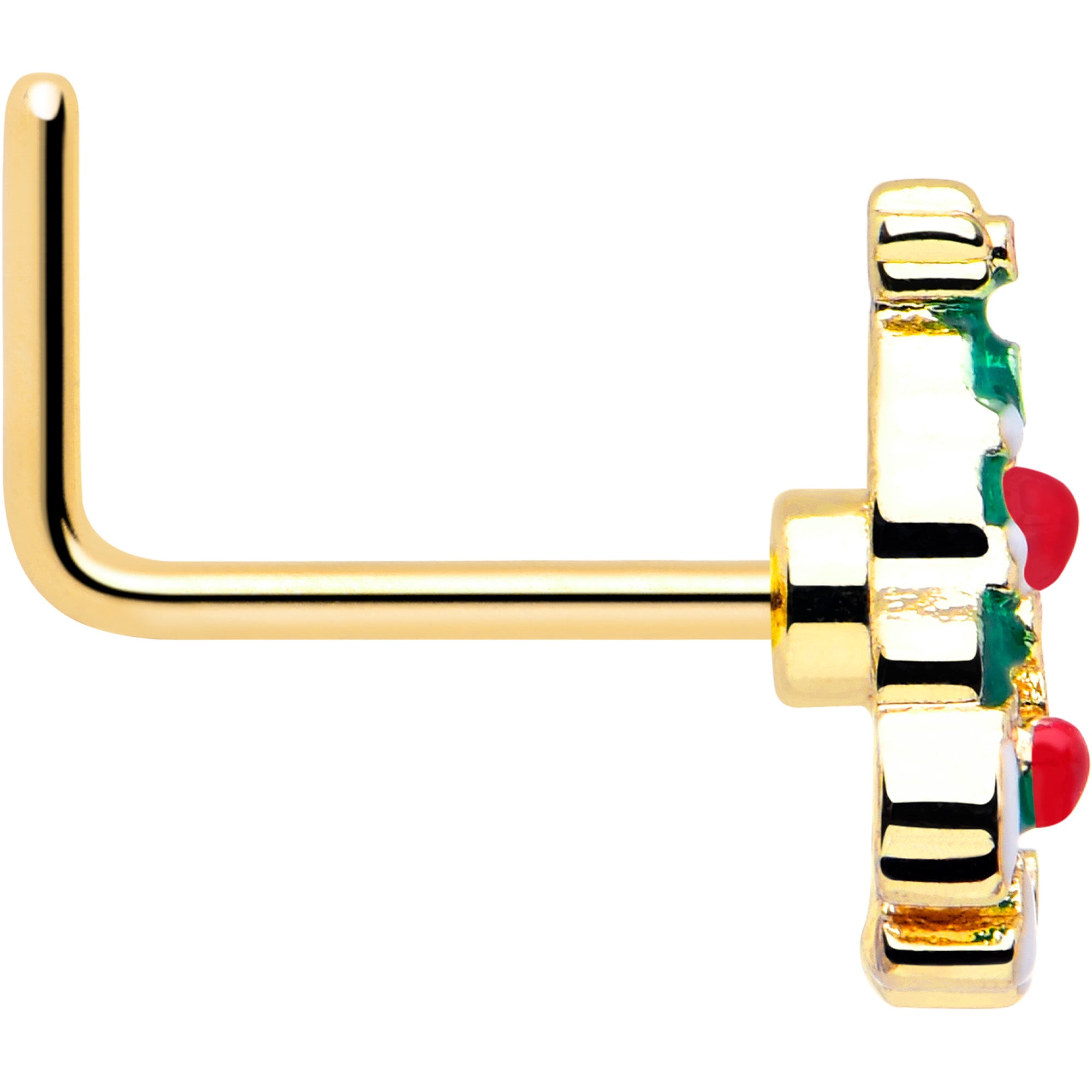 holiday christmas tree nose piercing jewelry gold tone 20g 7mm