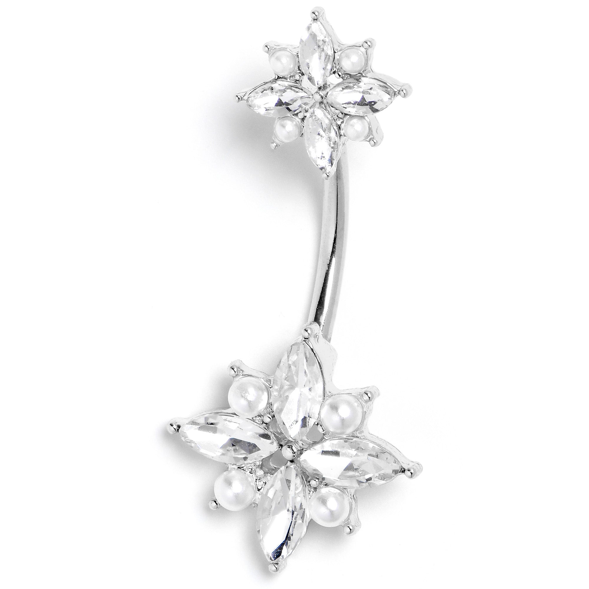 Clear Gem Star Power Double Mount Belly Ring