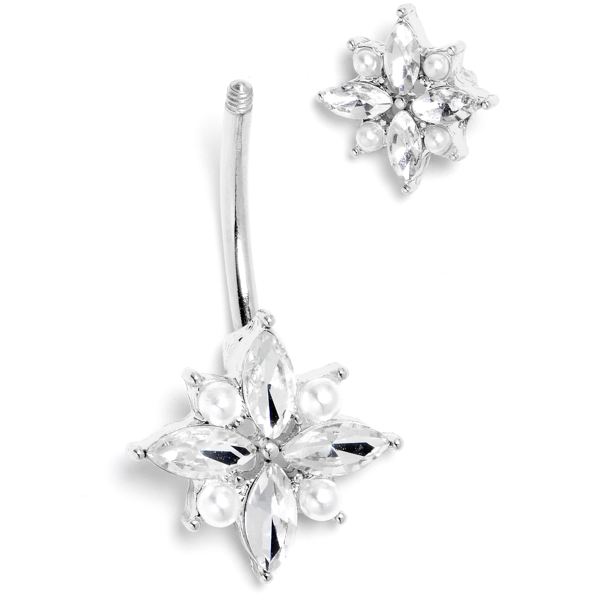 Clear Gem Star Power Double Mount Belly Ring