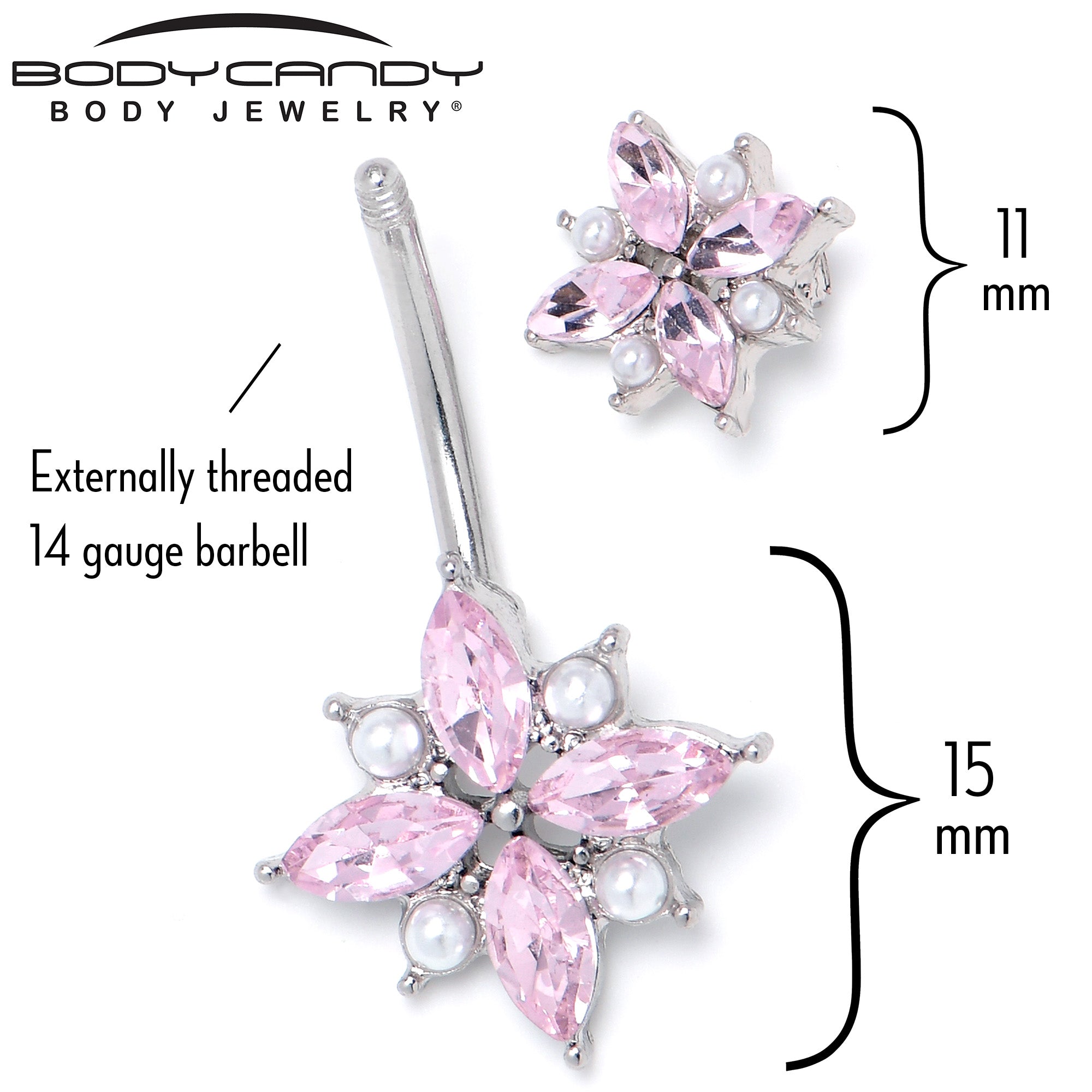 Pink Gem Star Power Double Mount Belly Ring