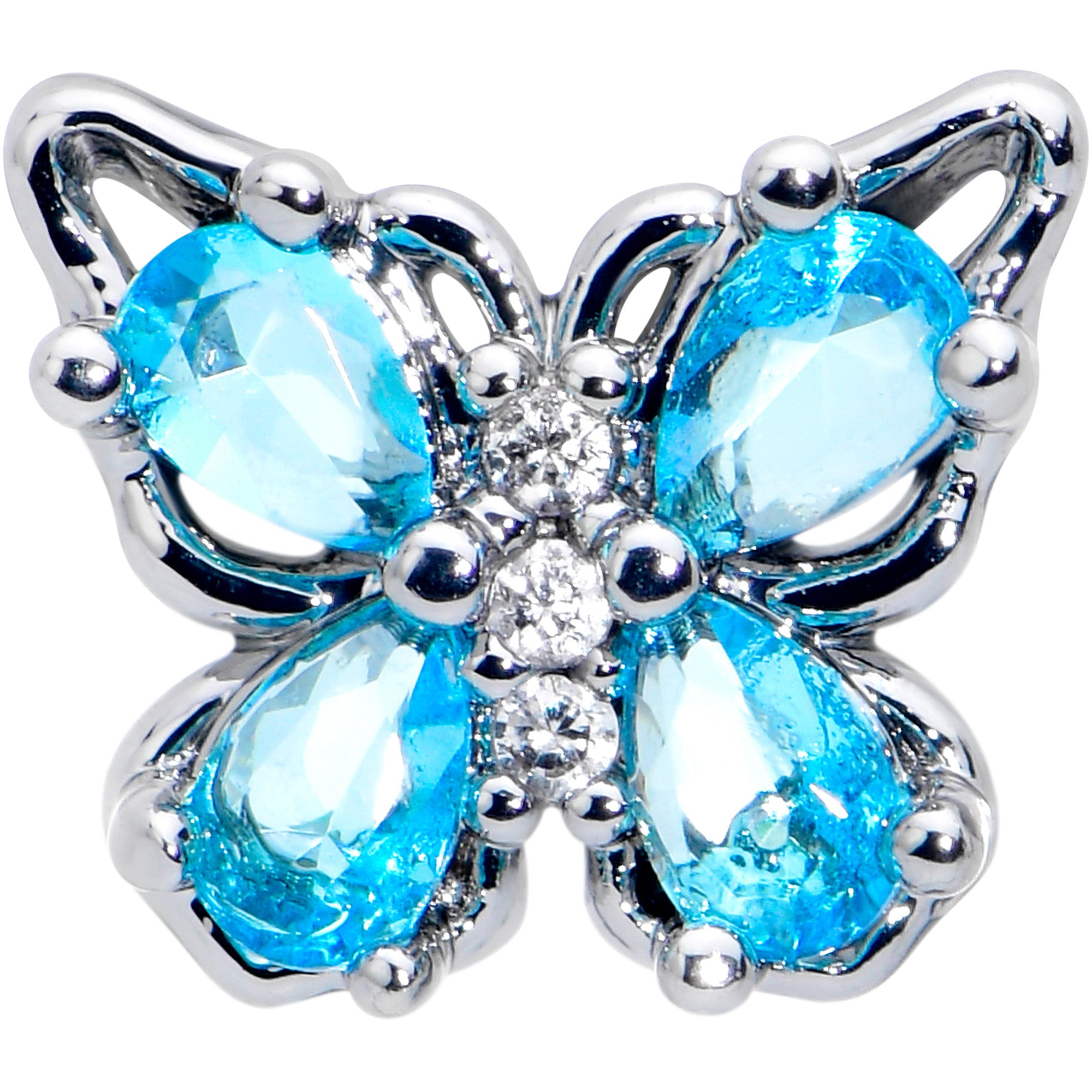16G 5/16 Blue Gem Baroque Butterfly Internally Threaded Labret