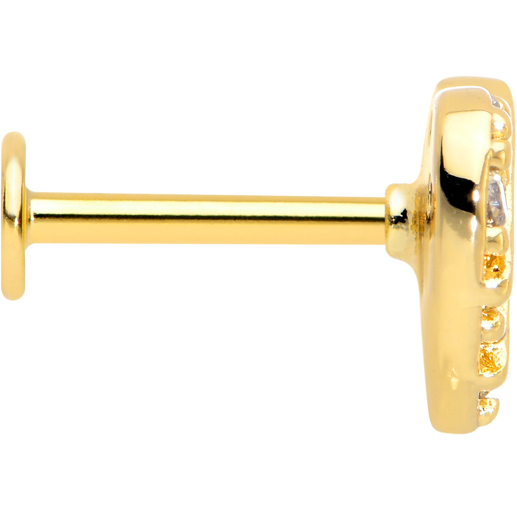 16G 5/16 Clear Gem Gold Hue Lattice Heart Internally Threaded Labret