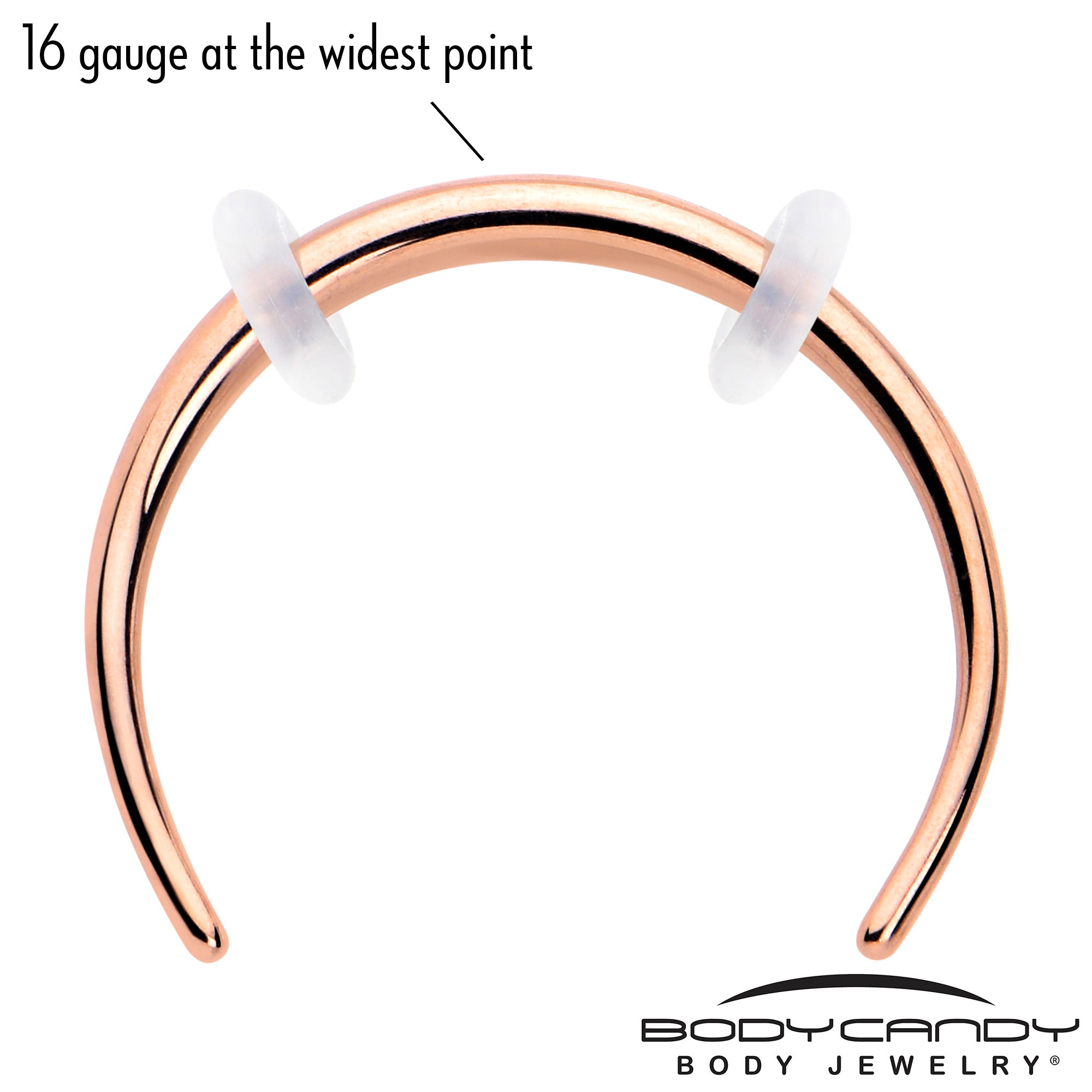16G 3/8 Rose Gold Tone Pincher Crescent Taper