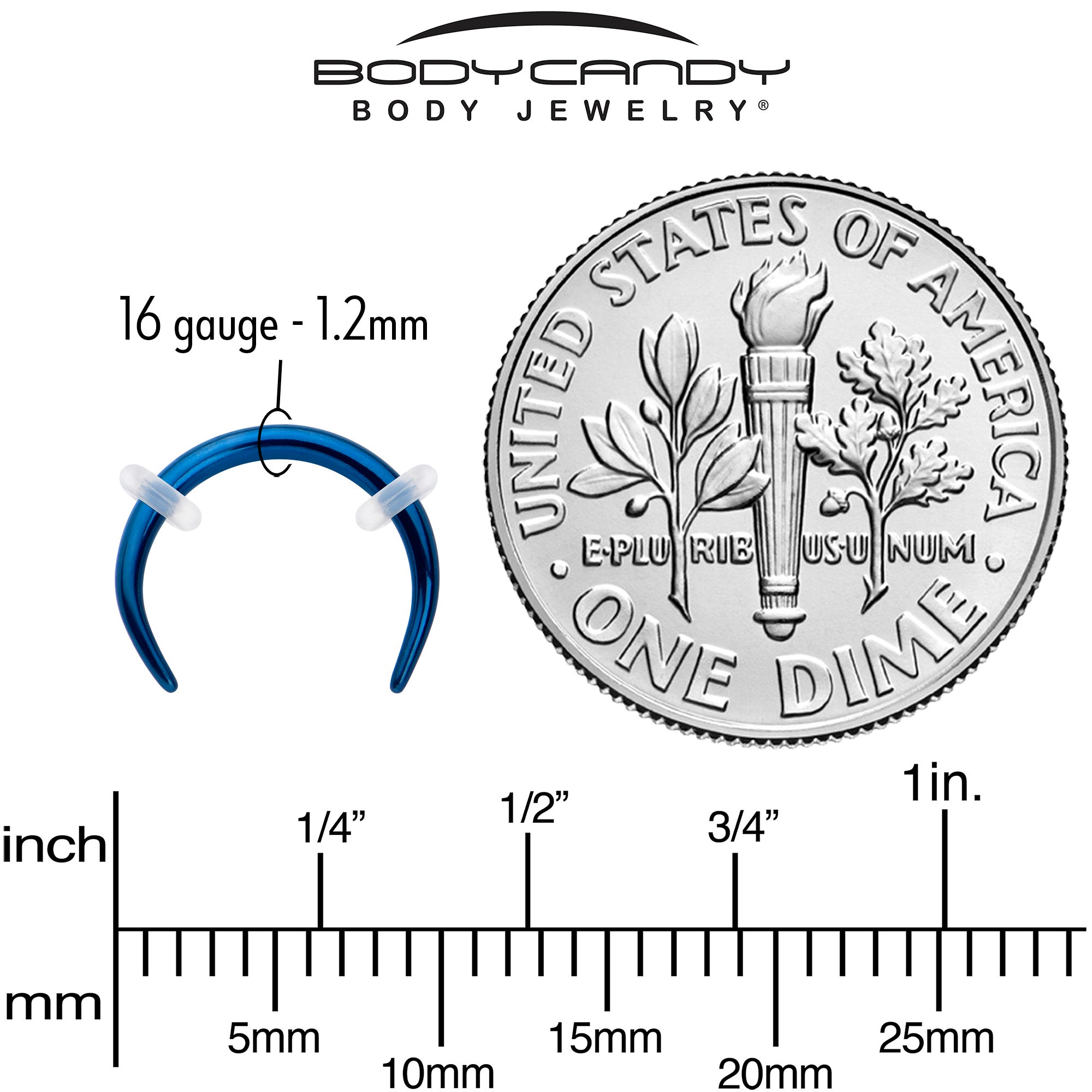 16G 5/16 Blue Pincher Crescent Taper