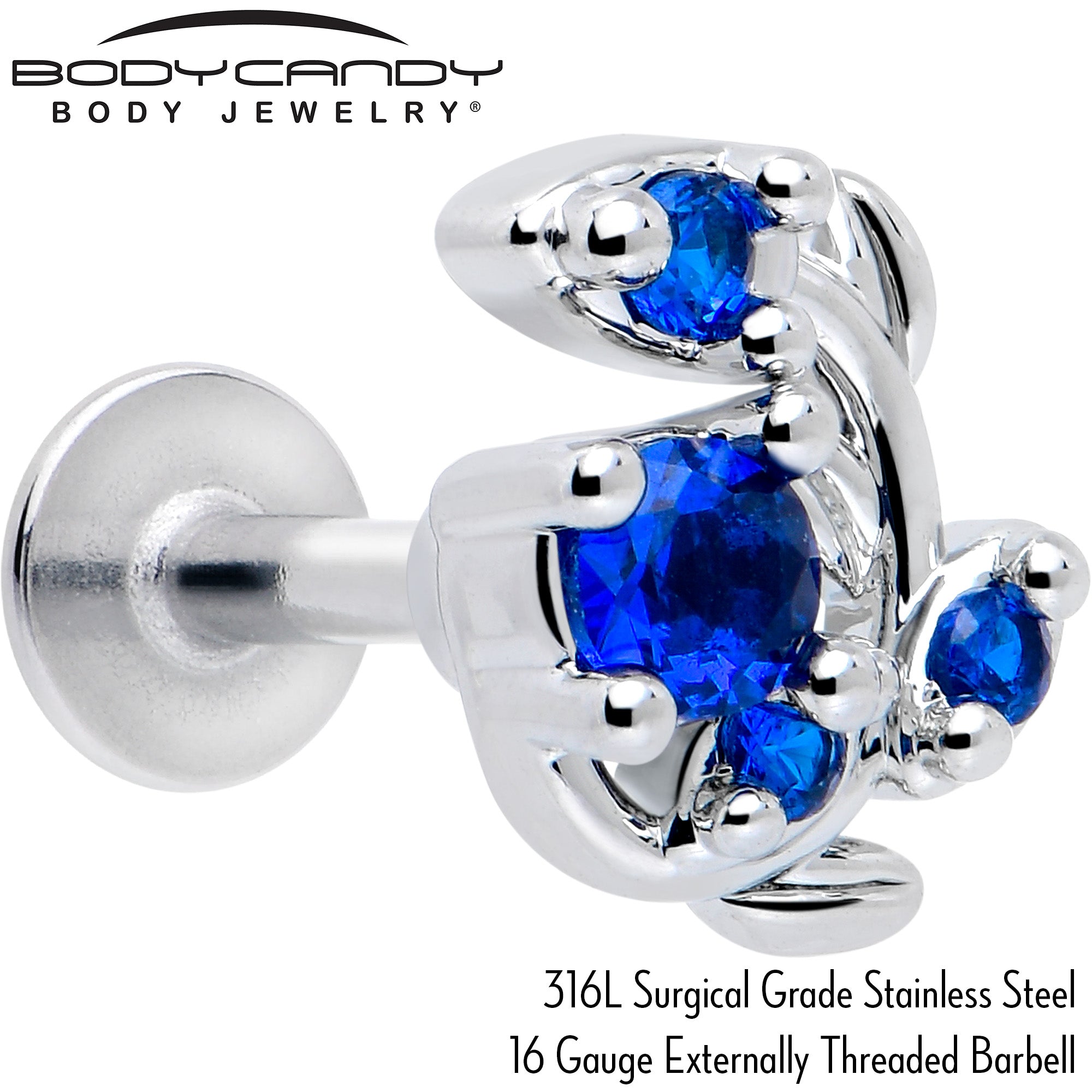 Blue Gem Twining Vine 16 Gauge Flatback Stud