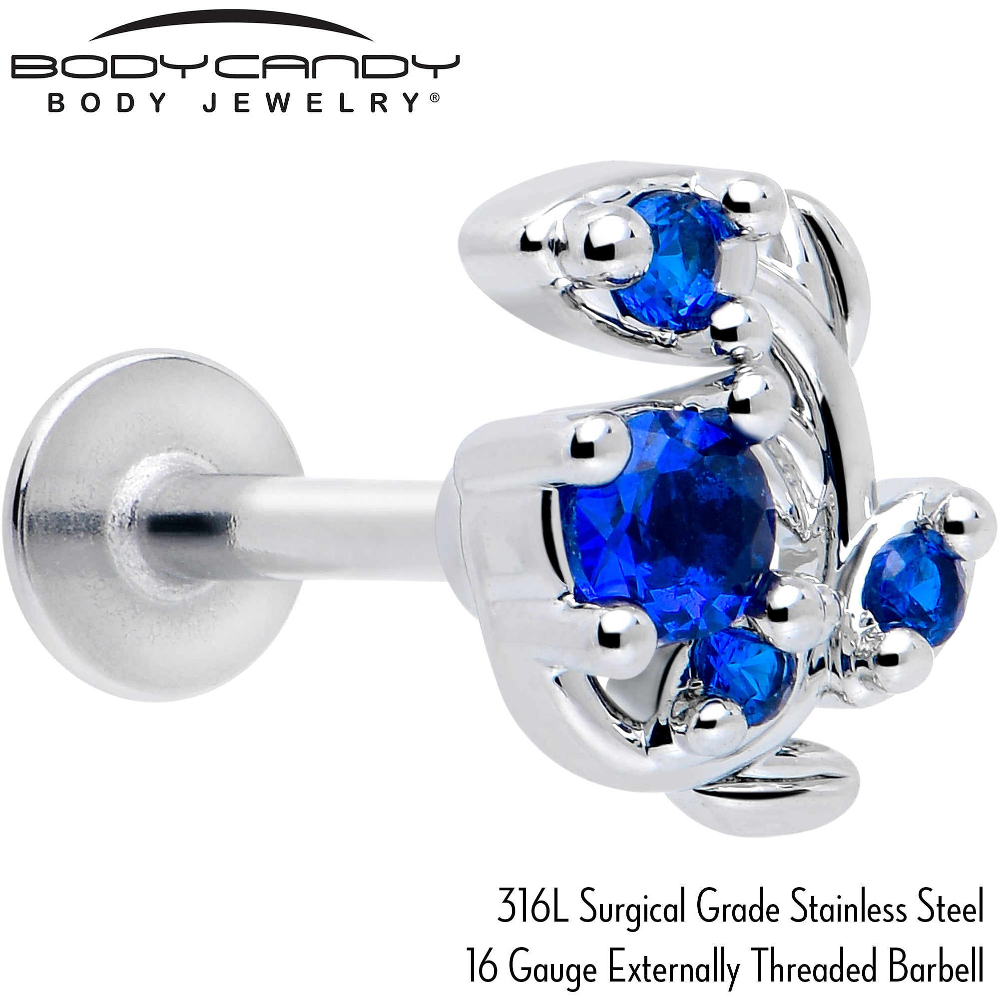 Blue Gem Twining Vine 16 Gauge Flatback Stud 5/16