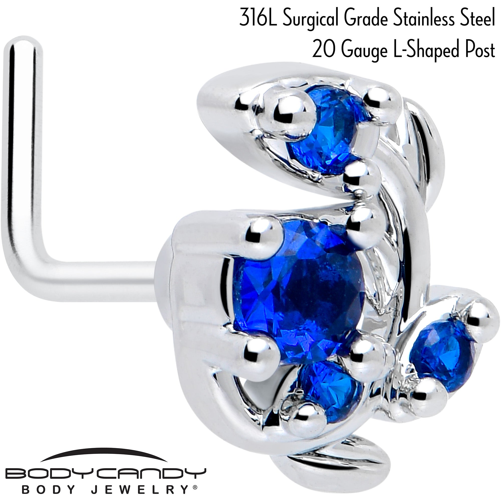 Blue CZ Gem Classic Flower Barbell 14 Gauge