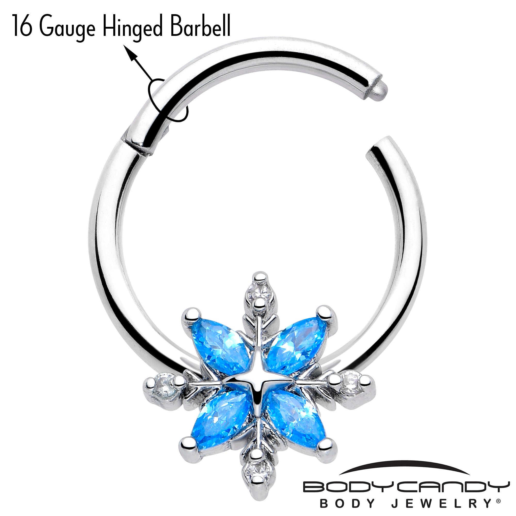 16 Gauge Blue Gem Flower Segment Ring