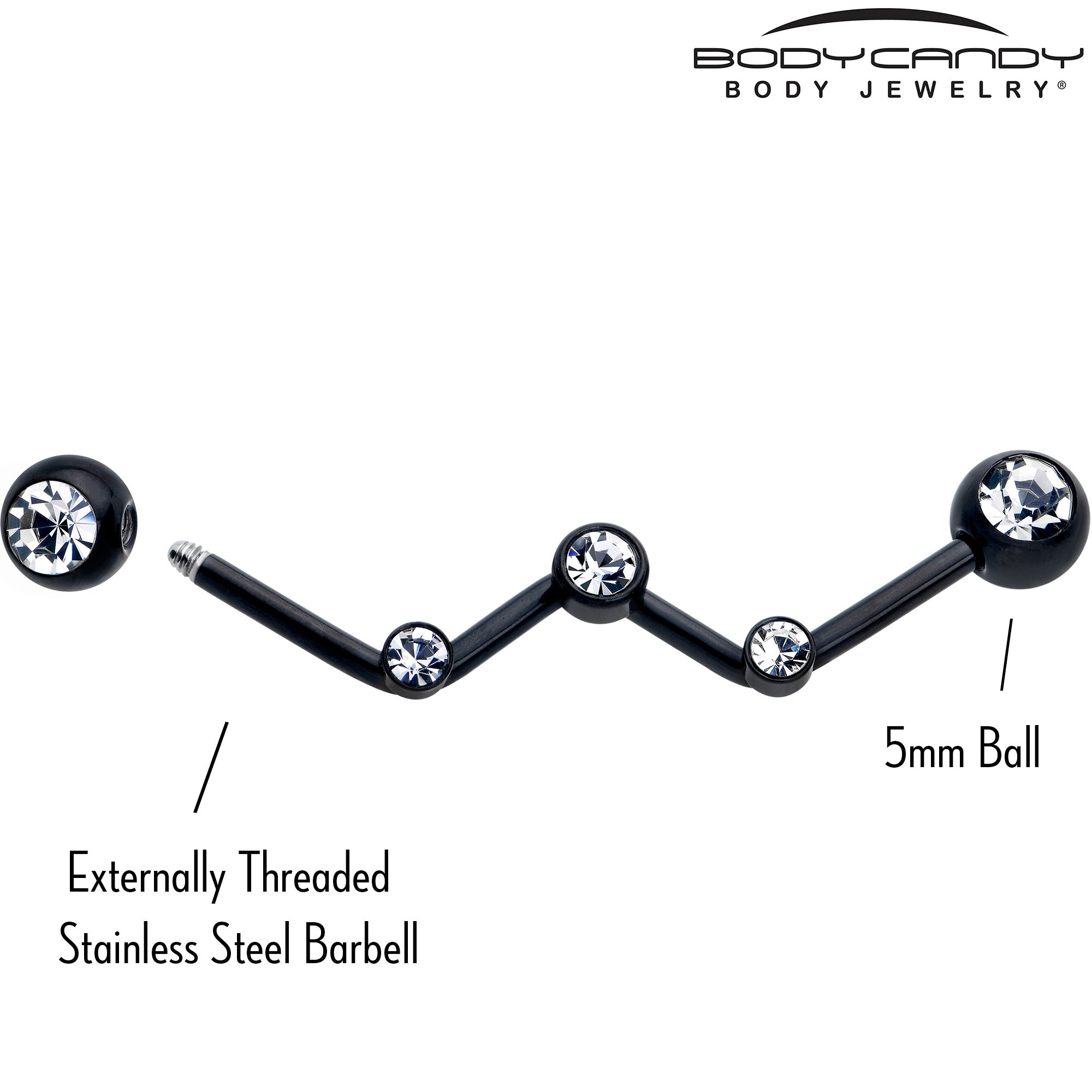 32mm 14 Gauge Project Bar with Clear Gem and Black Constellation Design