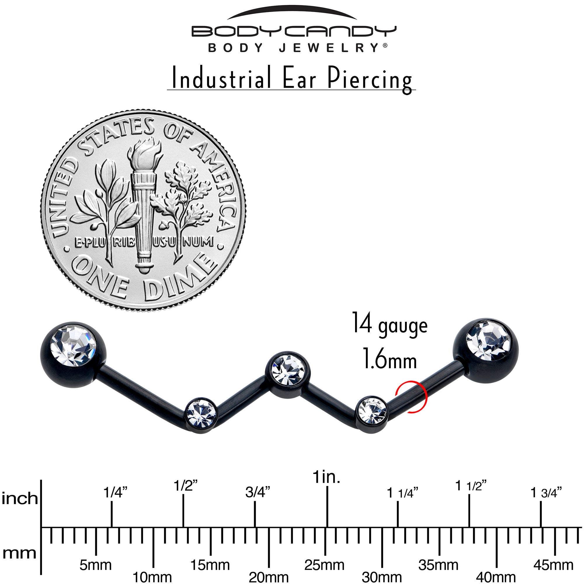 Clear Gem Black Constellation Style 14 Gauge 32mm Bar for Jewelry Making