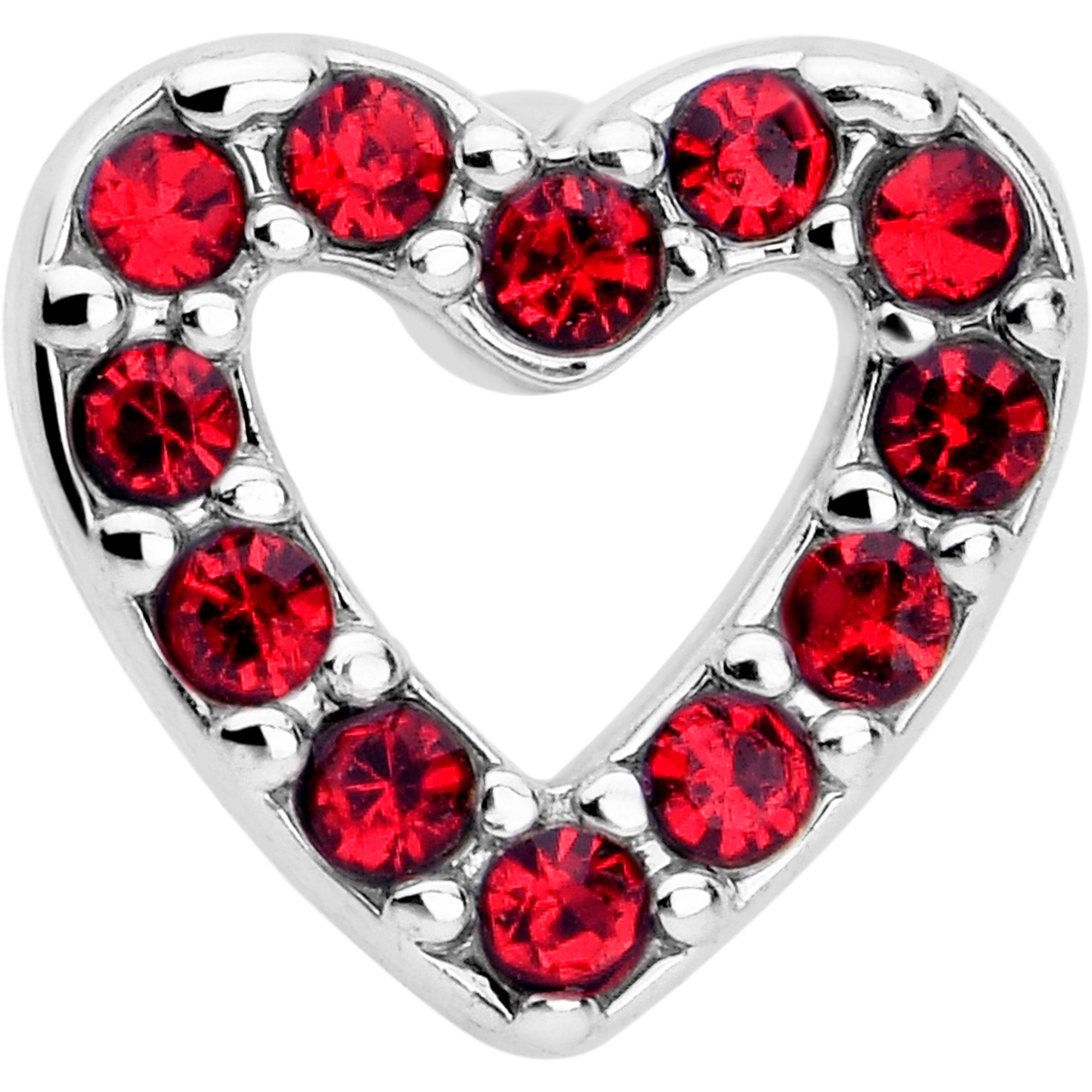 Hollow heart red gem nose ring jewelry