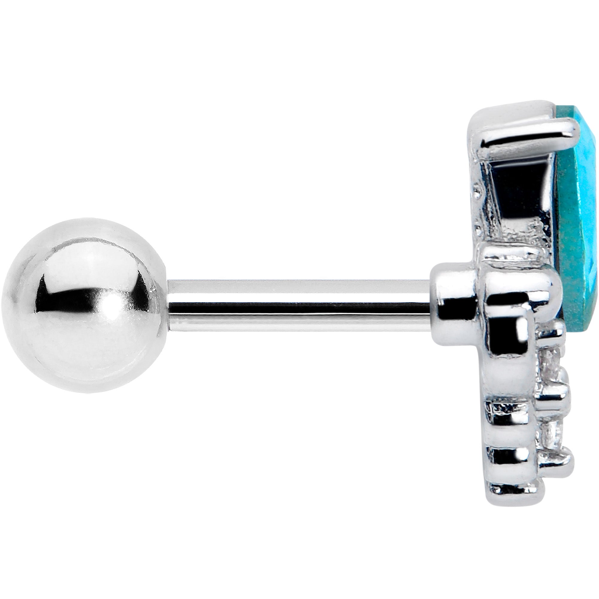 Hypoallergenic 16 gauge blue gem tragus cartilage stud