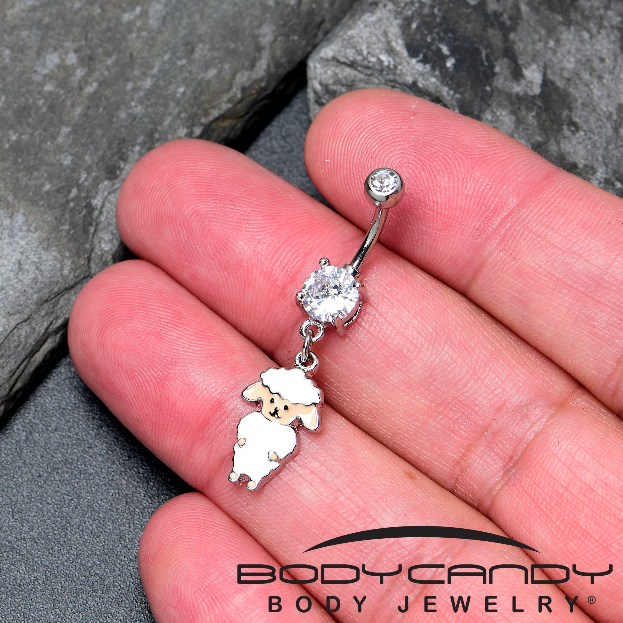 Clear Gem Sweetheart Sheep Dangle Belly Ring