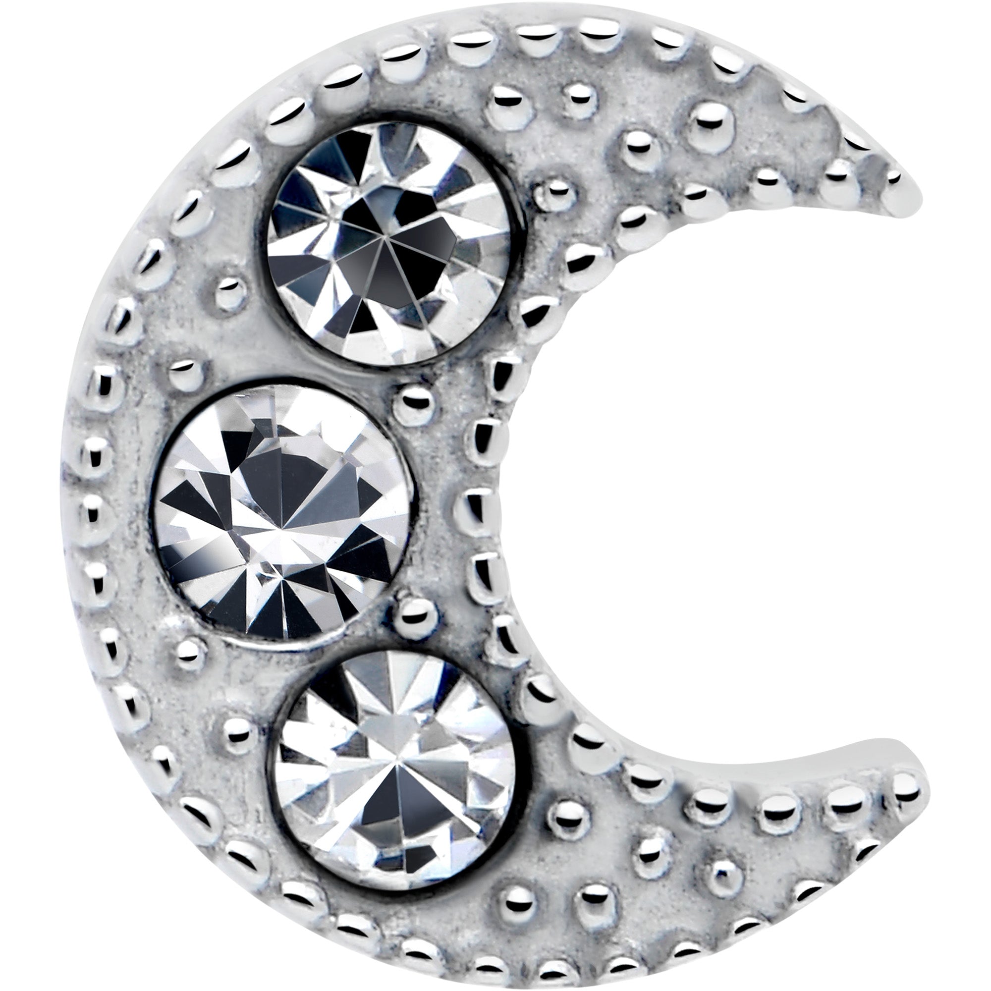 Clear crystal moon tongue piercing barbell