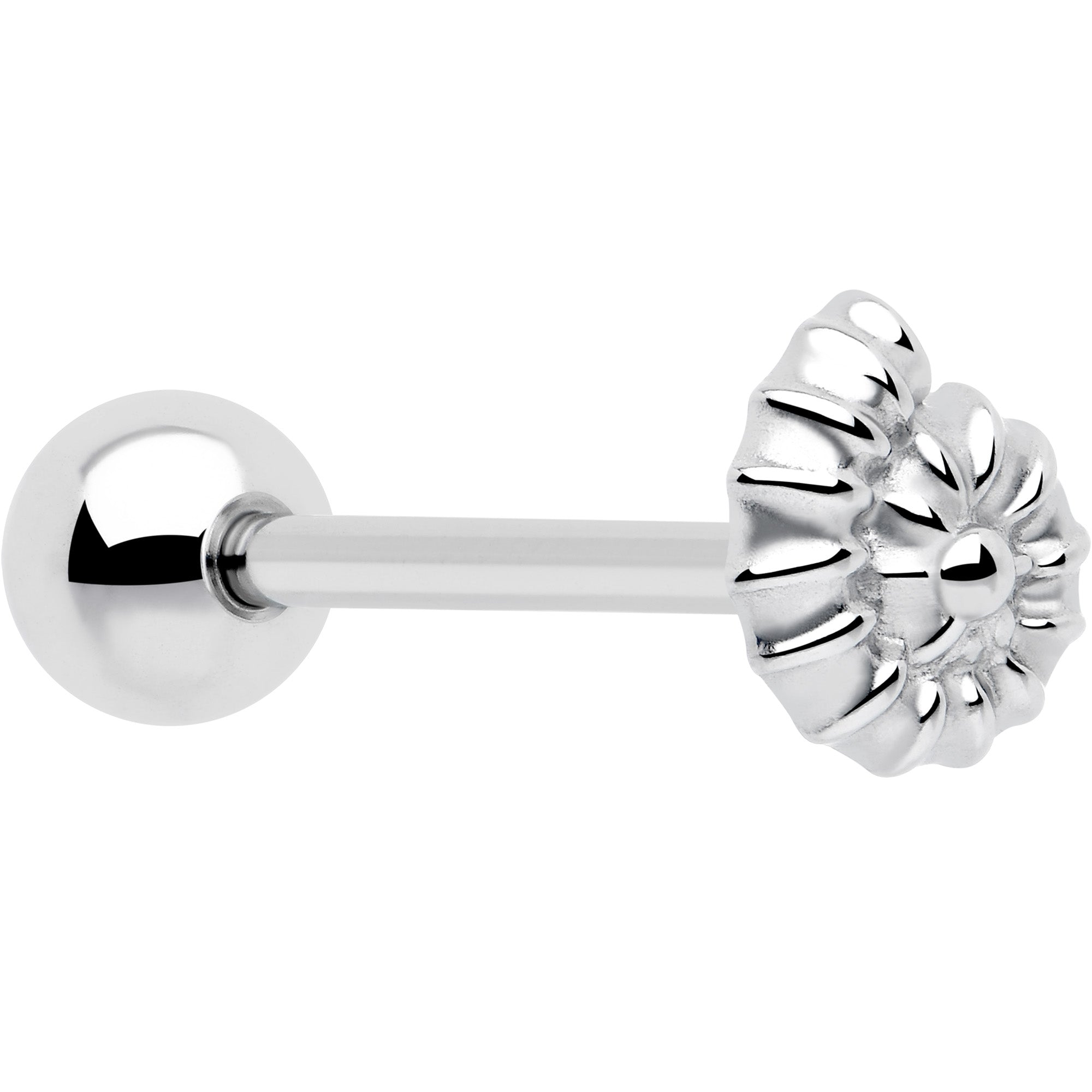 Snail shell style tongue ring barbell