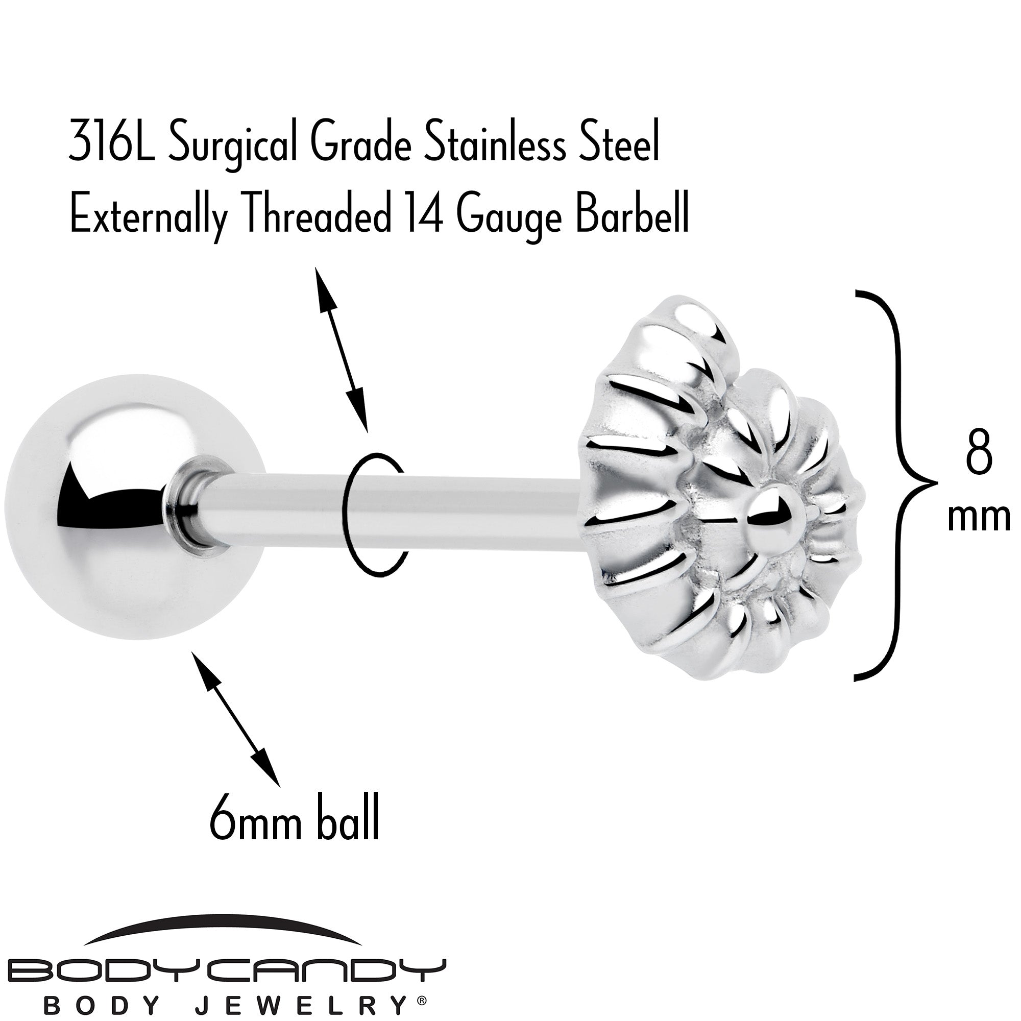 Spiral snail shell tongue piercing jewelry