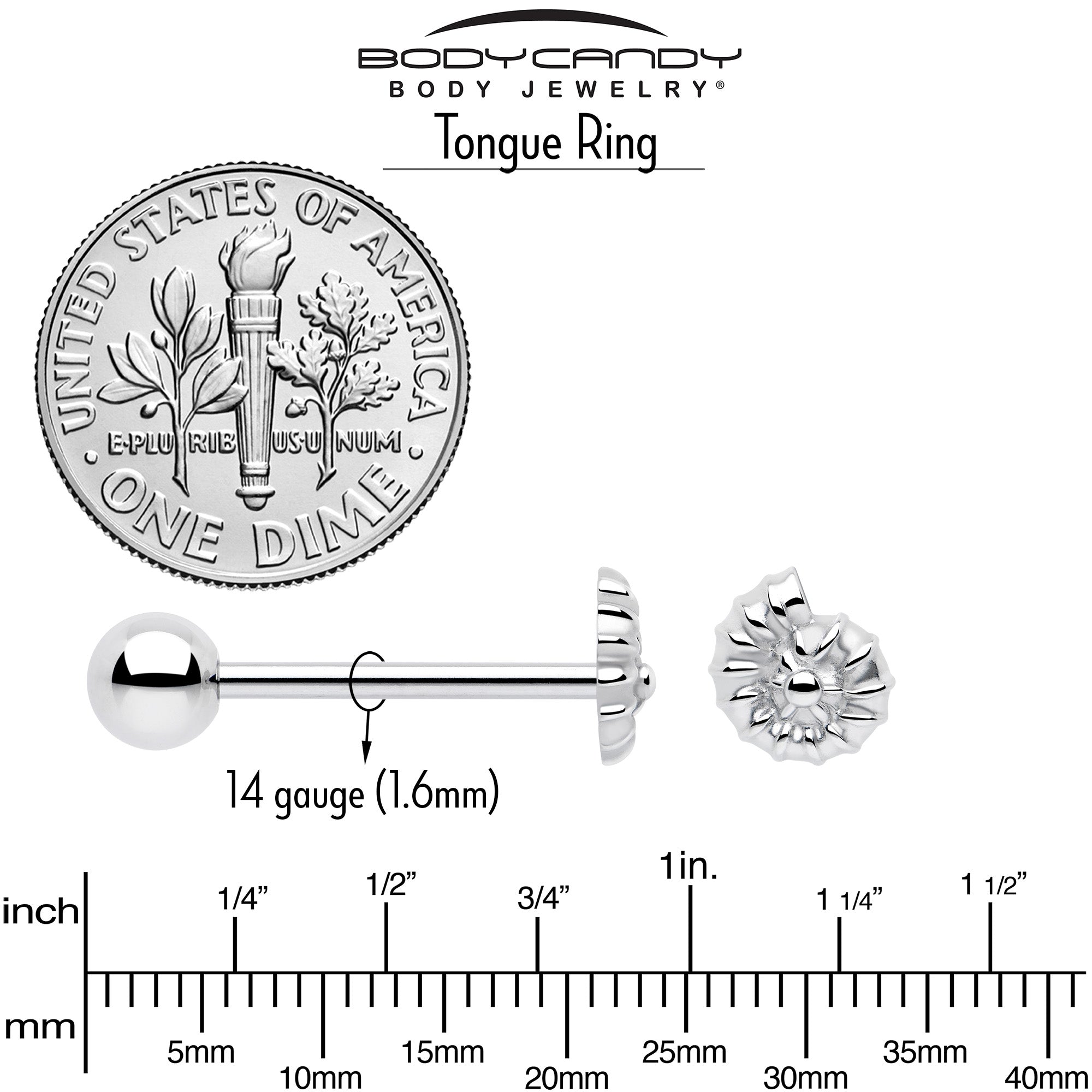 Snail shell inspired tongue piercing barbell