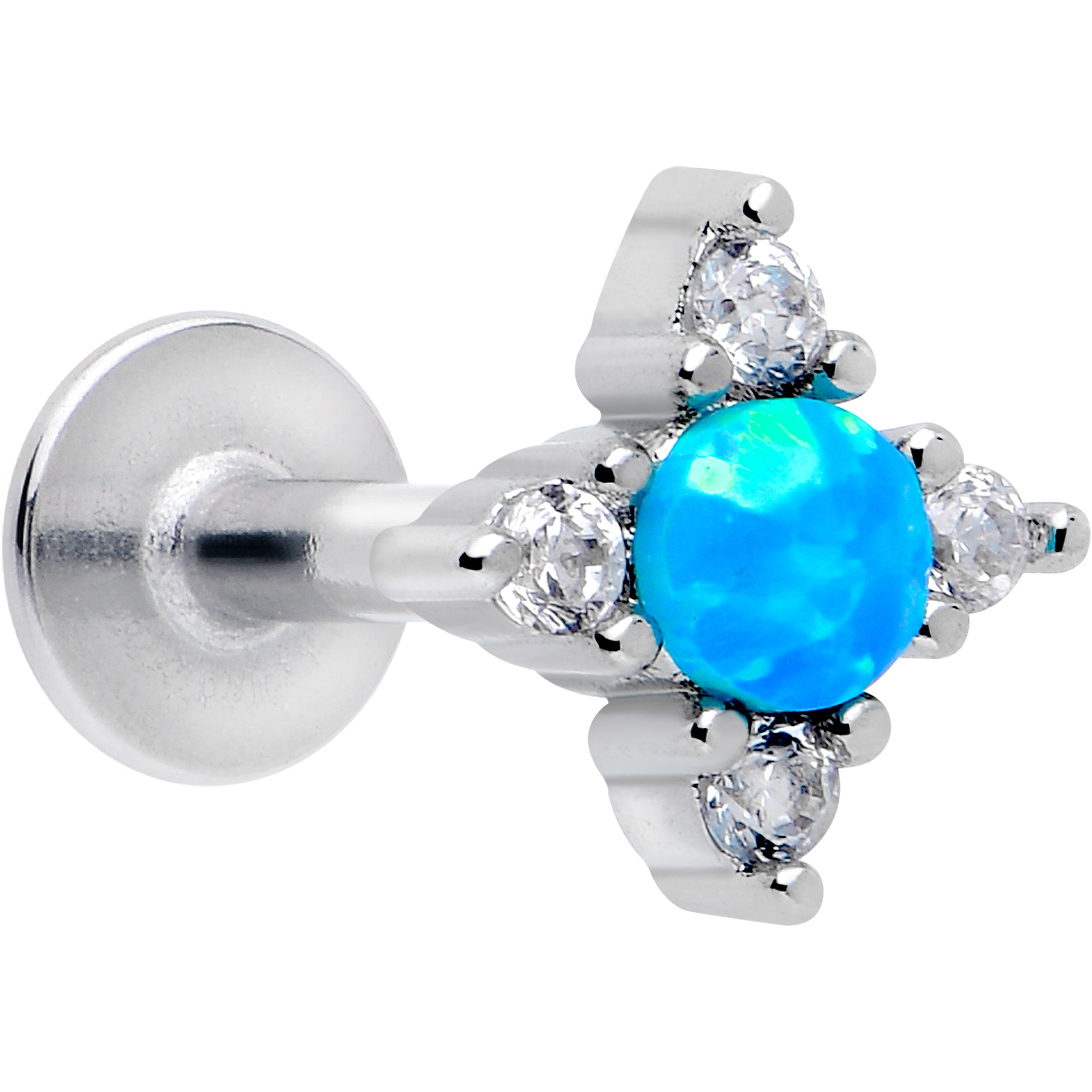16 Gauge Blue Synthetic Opal Flatback Stud